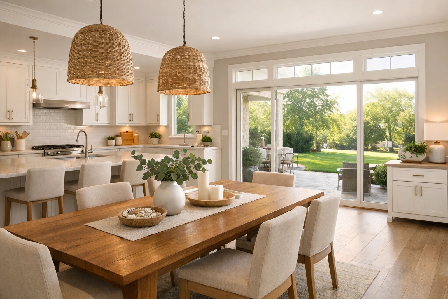 Modern sunlit kitchen in a high-end suburban home, reflecting Kettering real estate market appeal.
