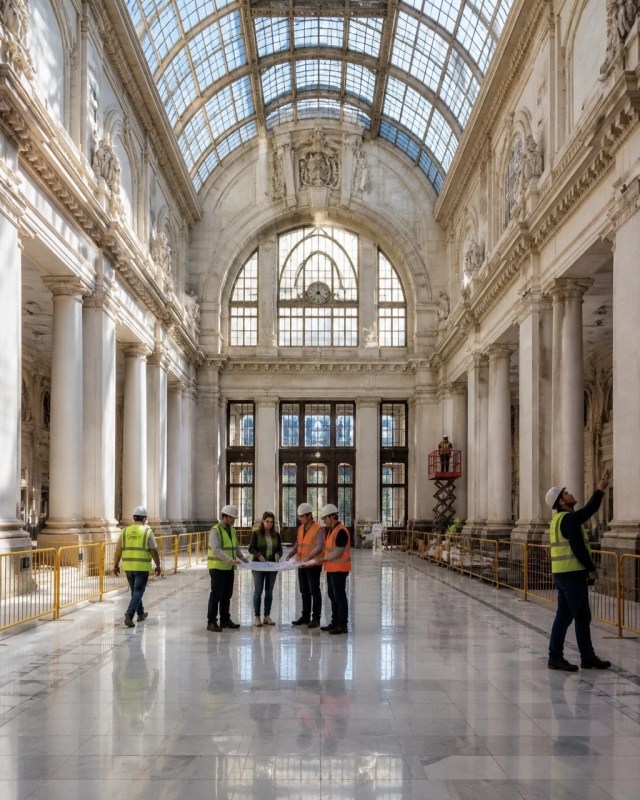 Historic Union Station lobby in Albany during adaptive-reuse renovation