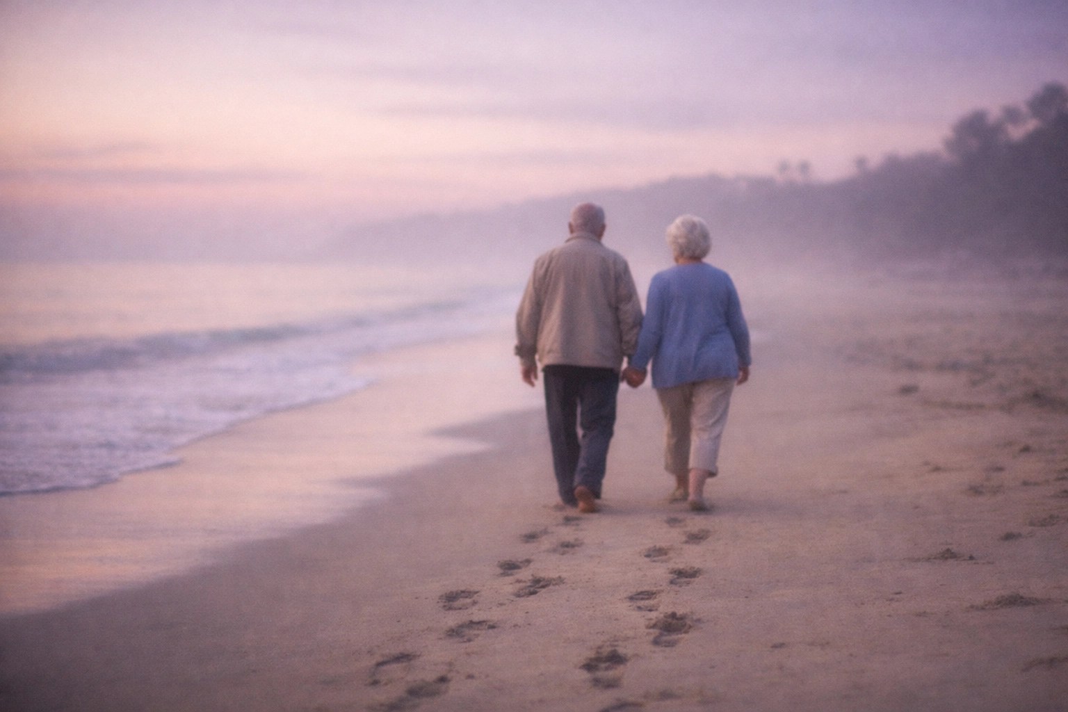 An older couple walks hand-in-hand on a beach, enjoying a stress-free retirement and a solid income floor.