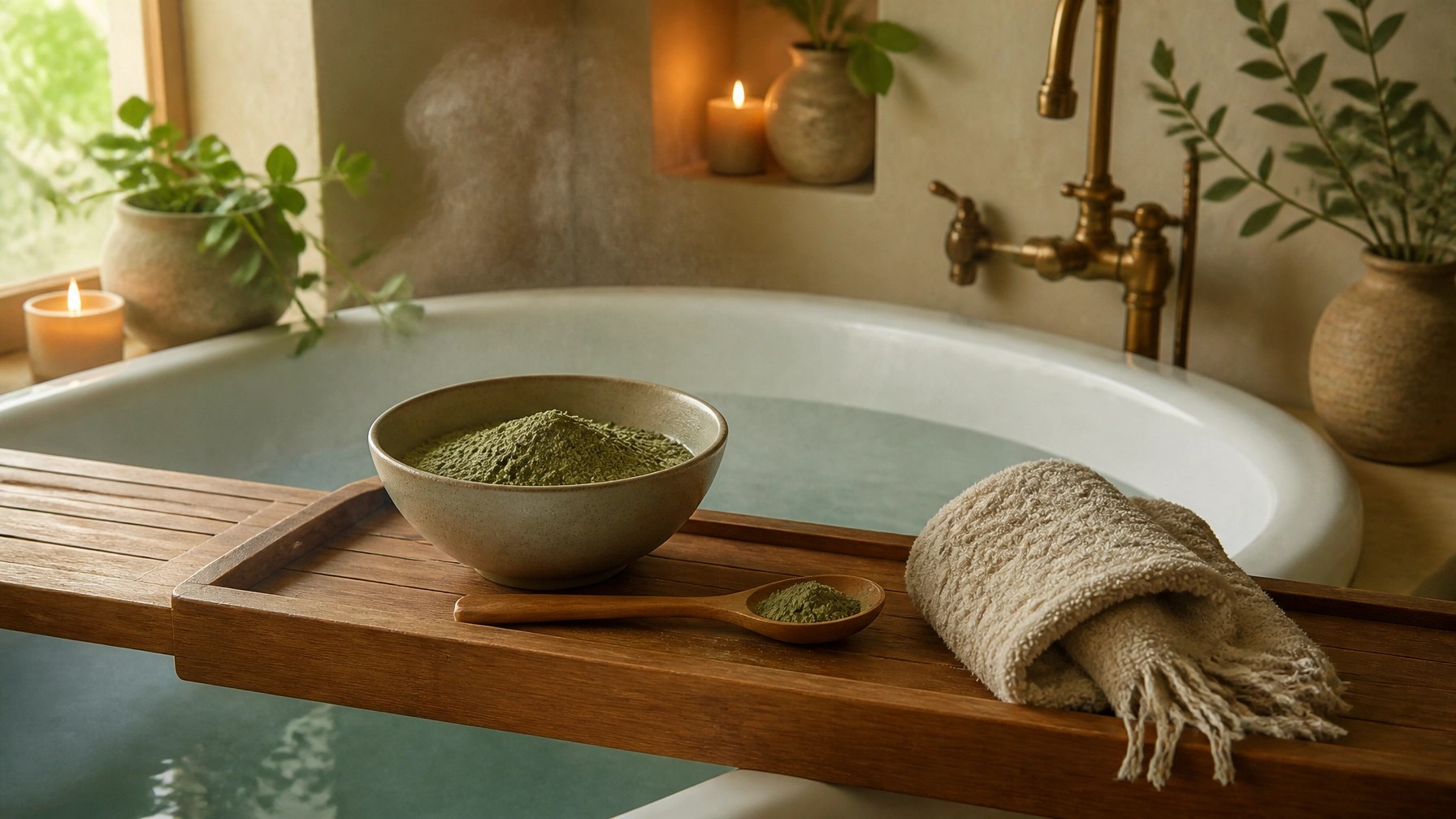 Serene clay bath setting