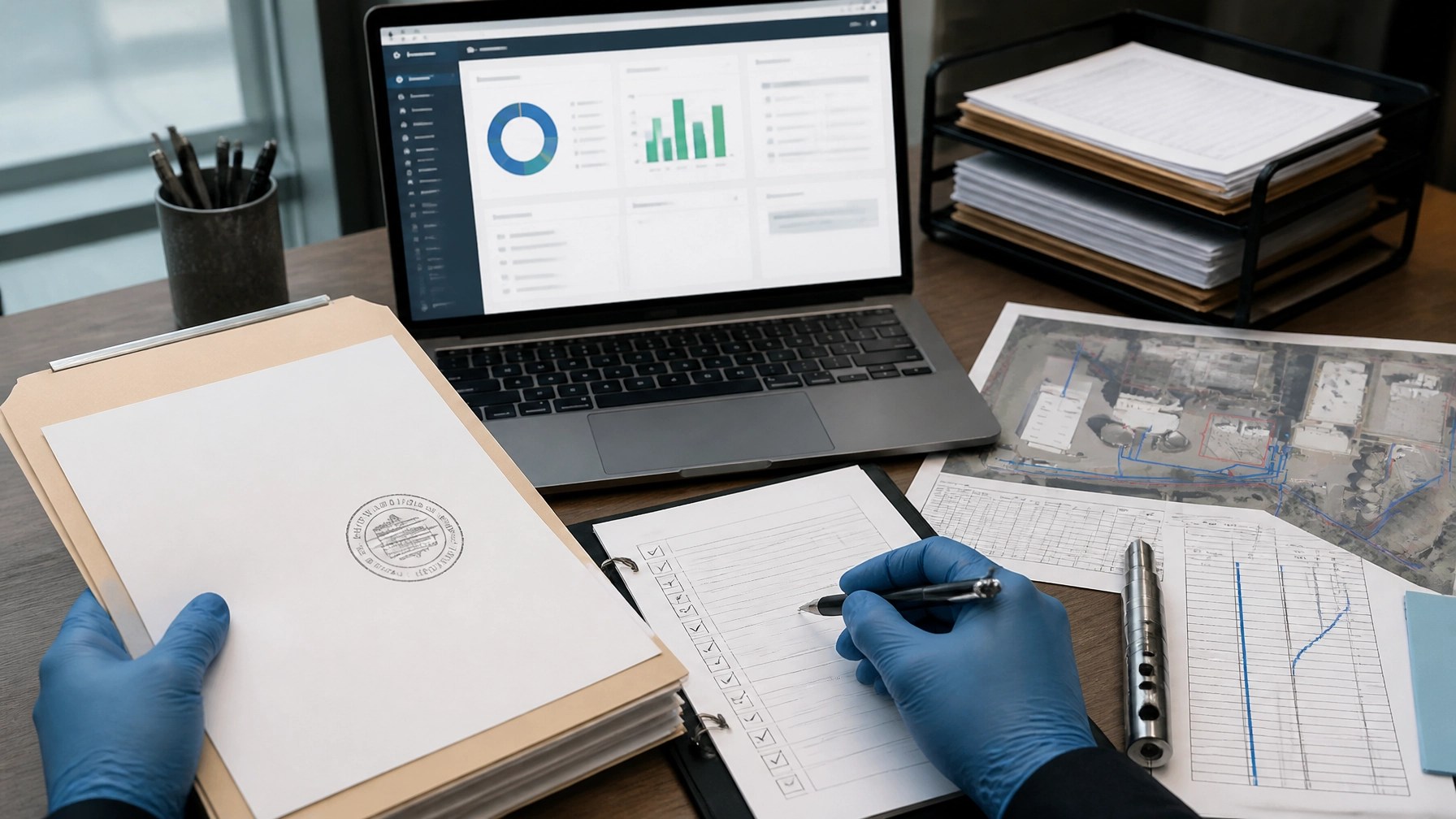 Environmental compliance checklist, fee records, site plans, and digital project dashboard prepared for RAO review