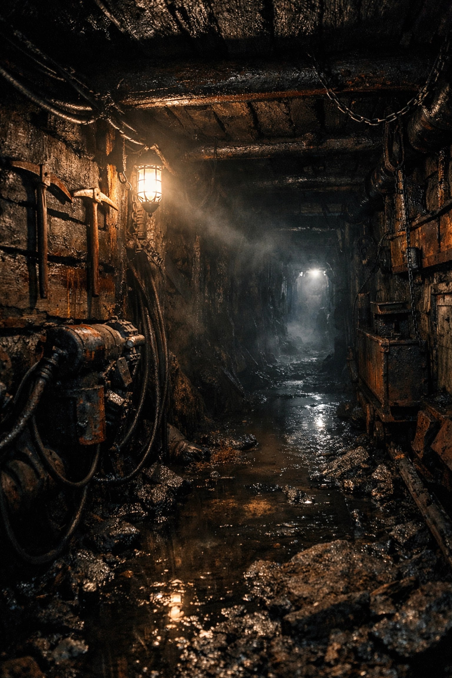 Dark mining tunnel from cult classic 80s slasher My Bloody Valentine streaming now
