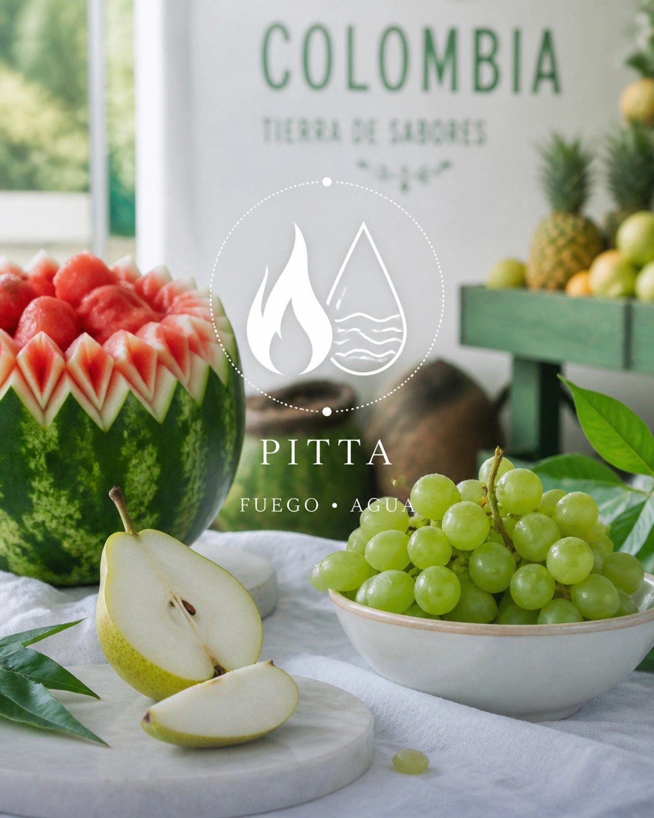 Frutas refrescantes y dulces como sandía y pera, diseñadas para calmar el calor interno de Pitta