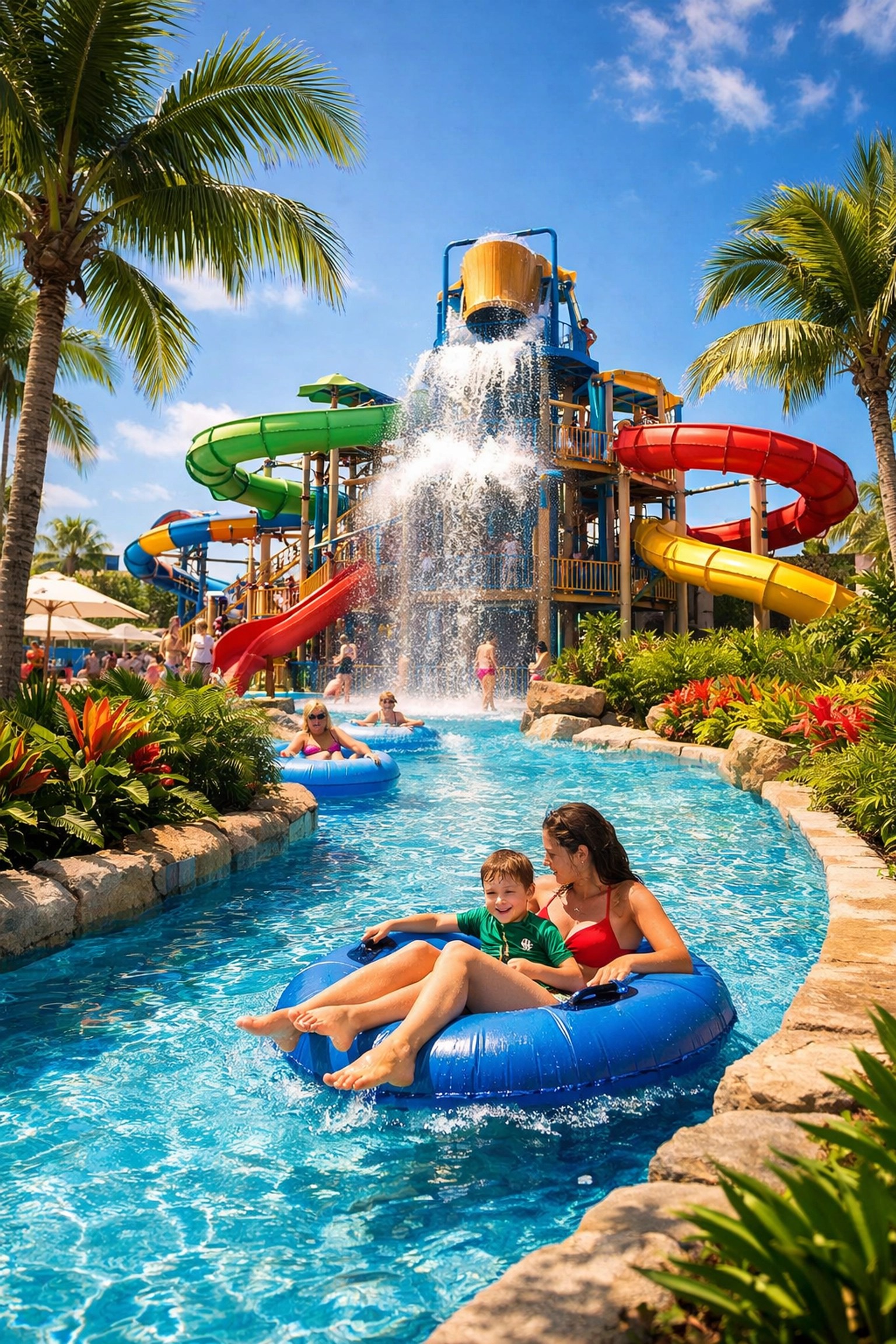 All-inclusive family resort water park at Moon Palace The Grand – Punta Cana with waterslides and lazy river.