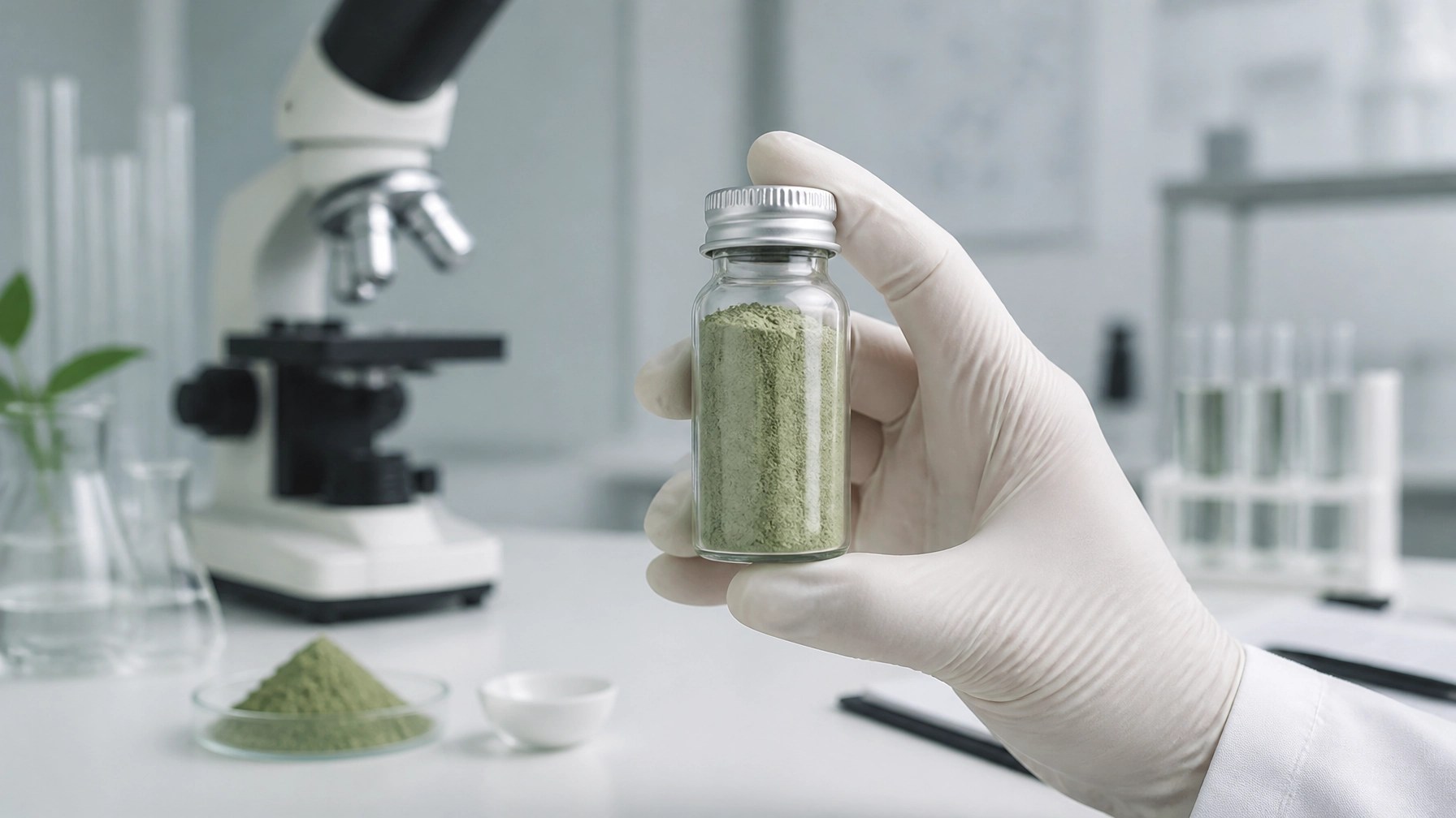 Scientific setting representing the testing and certification of pure clay