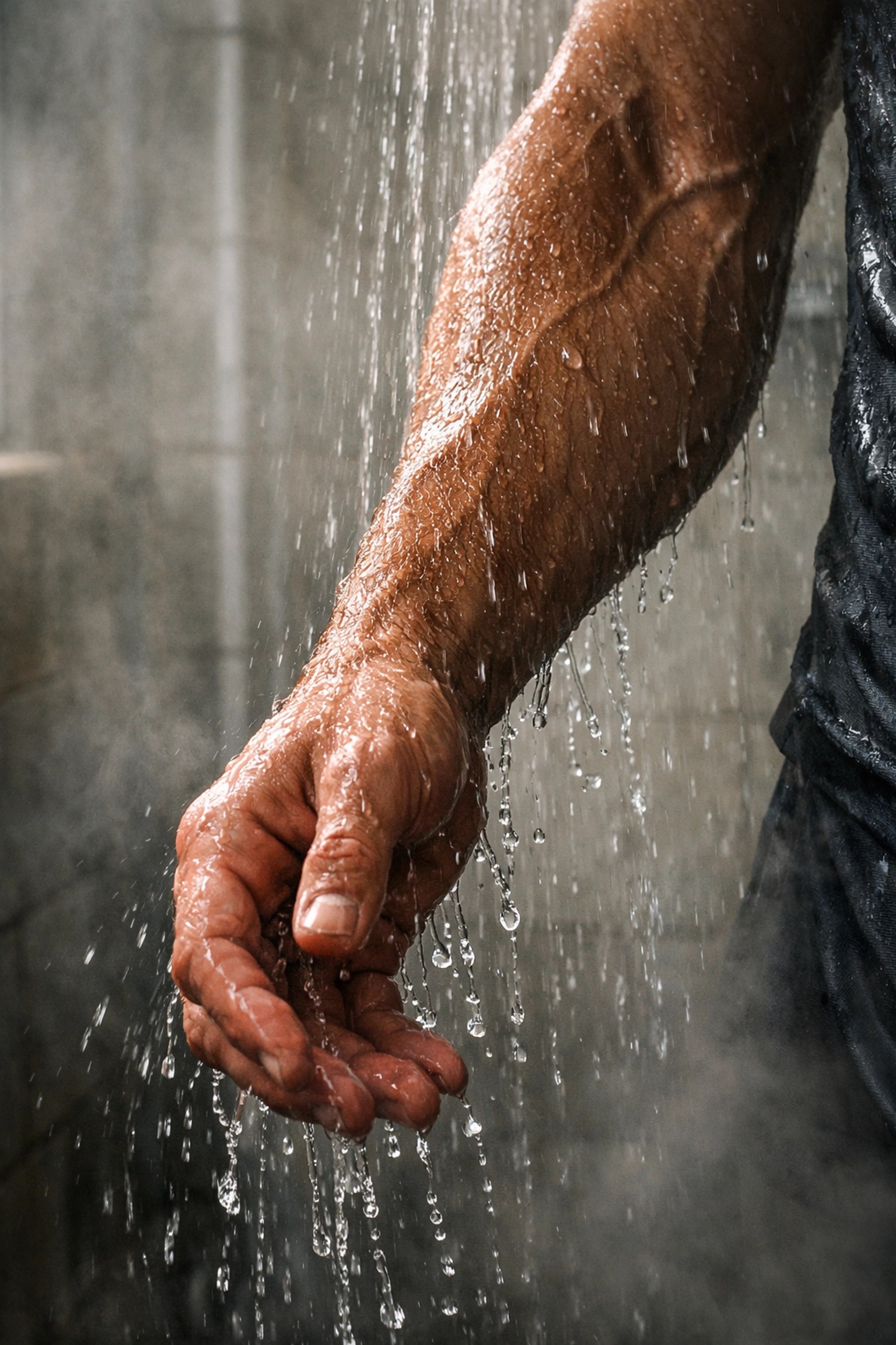 Athlete showering after training, washing with bodywash that may contain hidden phthalates