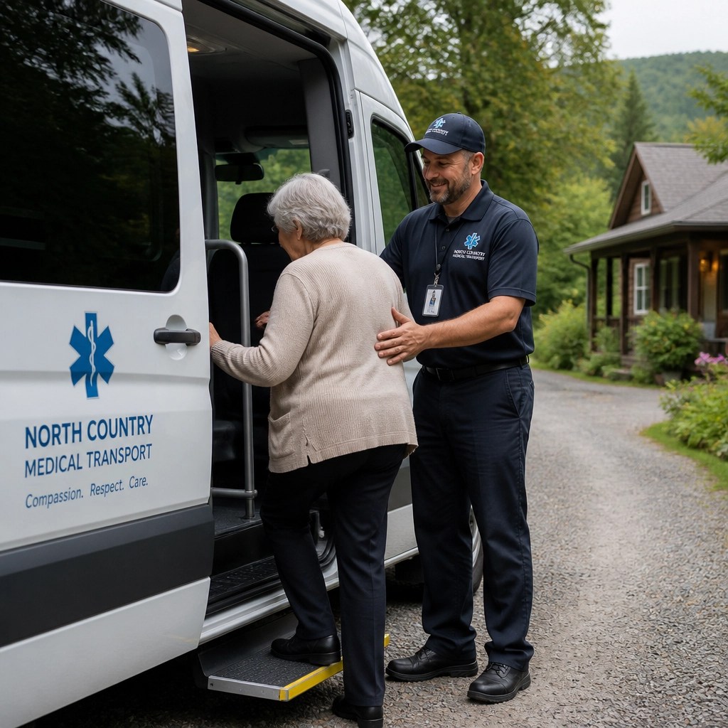 A professional driver assisting a patient