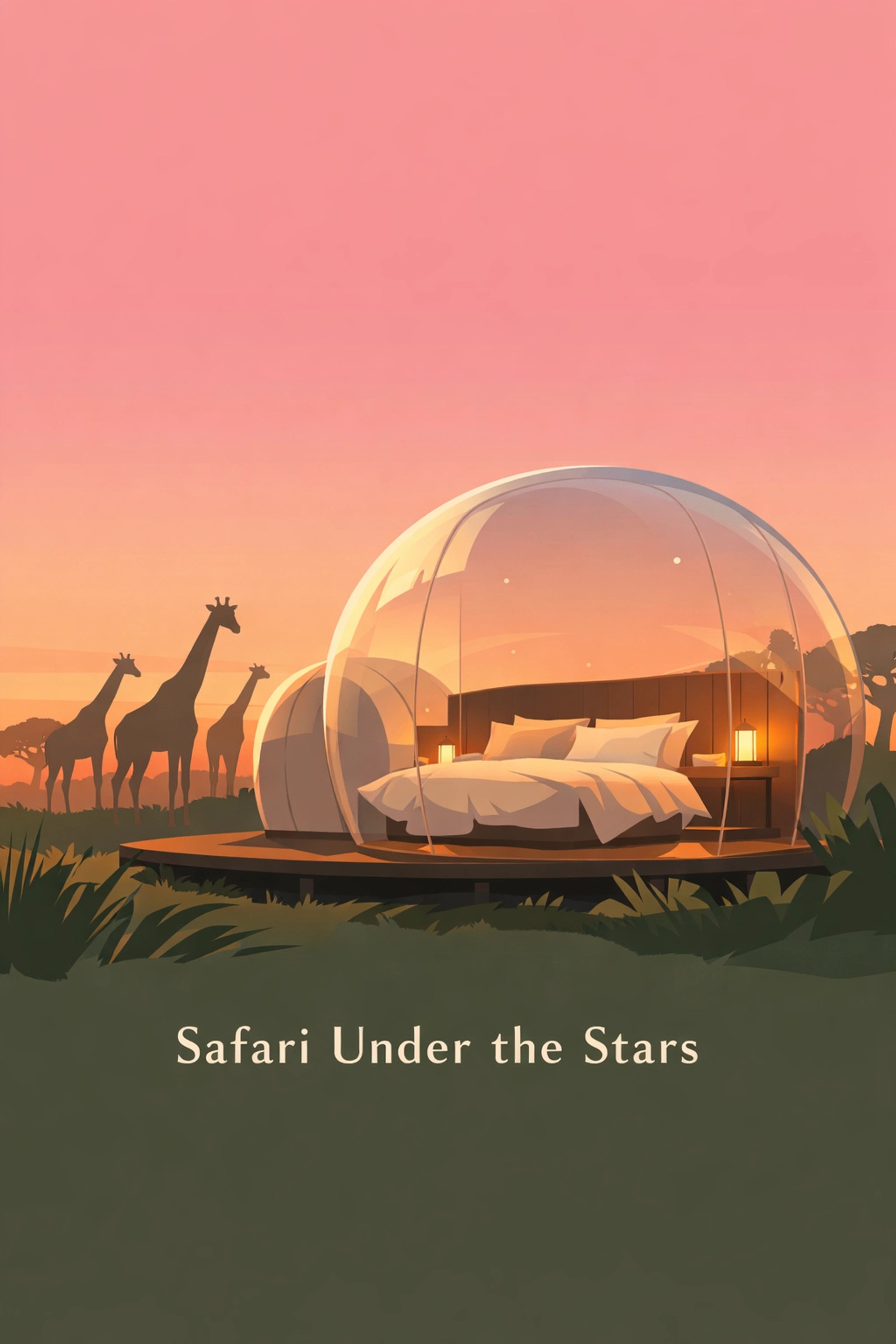Transparent bubble accommodation at Port Lympne Safari Park Kent for romantic minimoon getaway