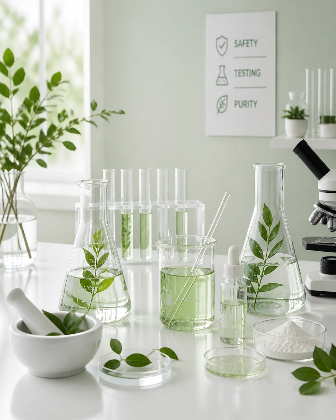 Laboratory setting emphasizing purity and safety