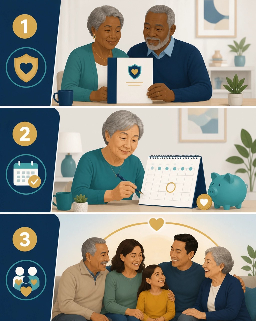 Simple illustration of a senior reviewing a policy document and monthly budget