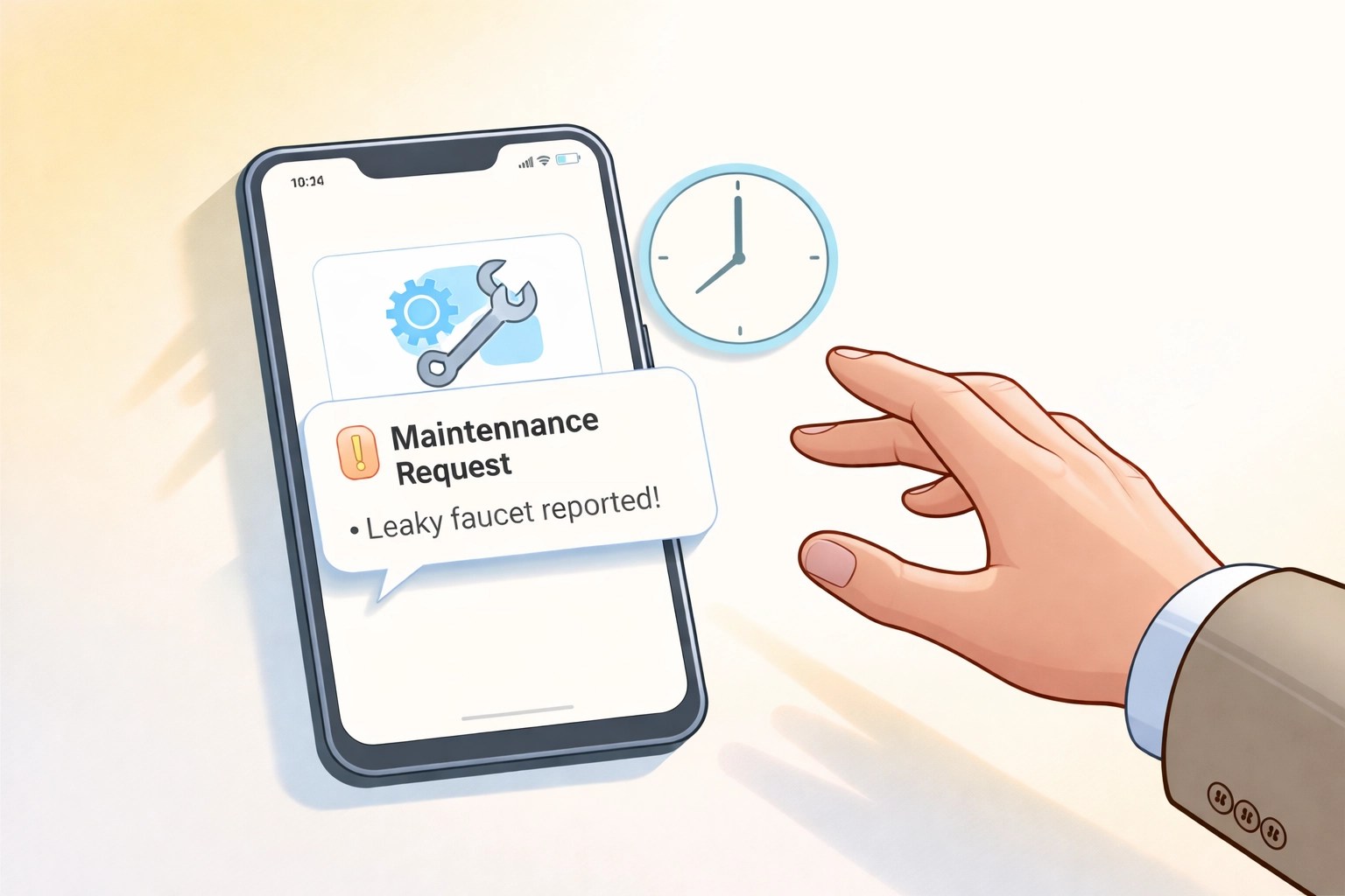 DFW landlord responding quickly to tenant water heater maintenance request on smartphone