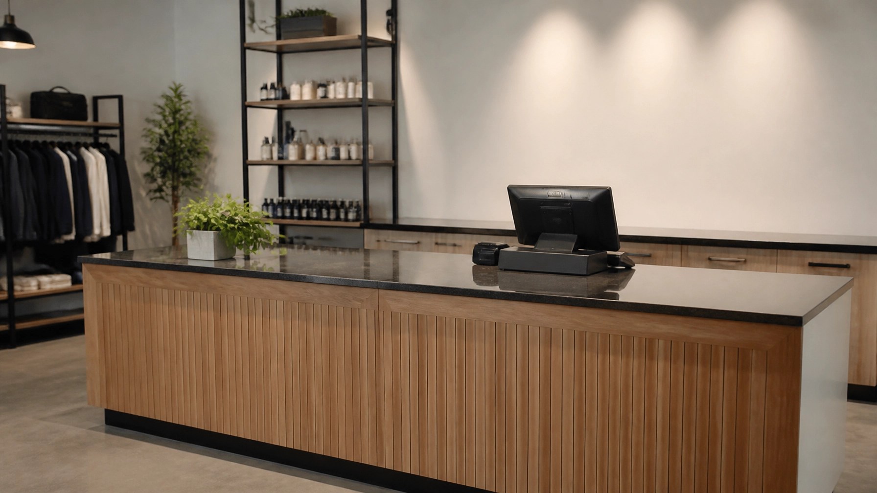 Professional retail counter with no clutter