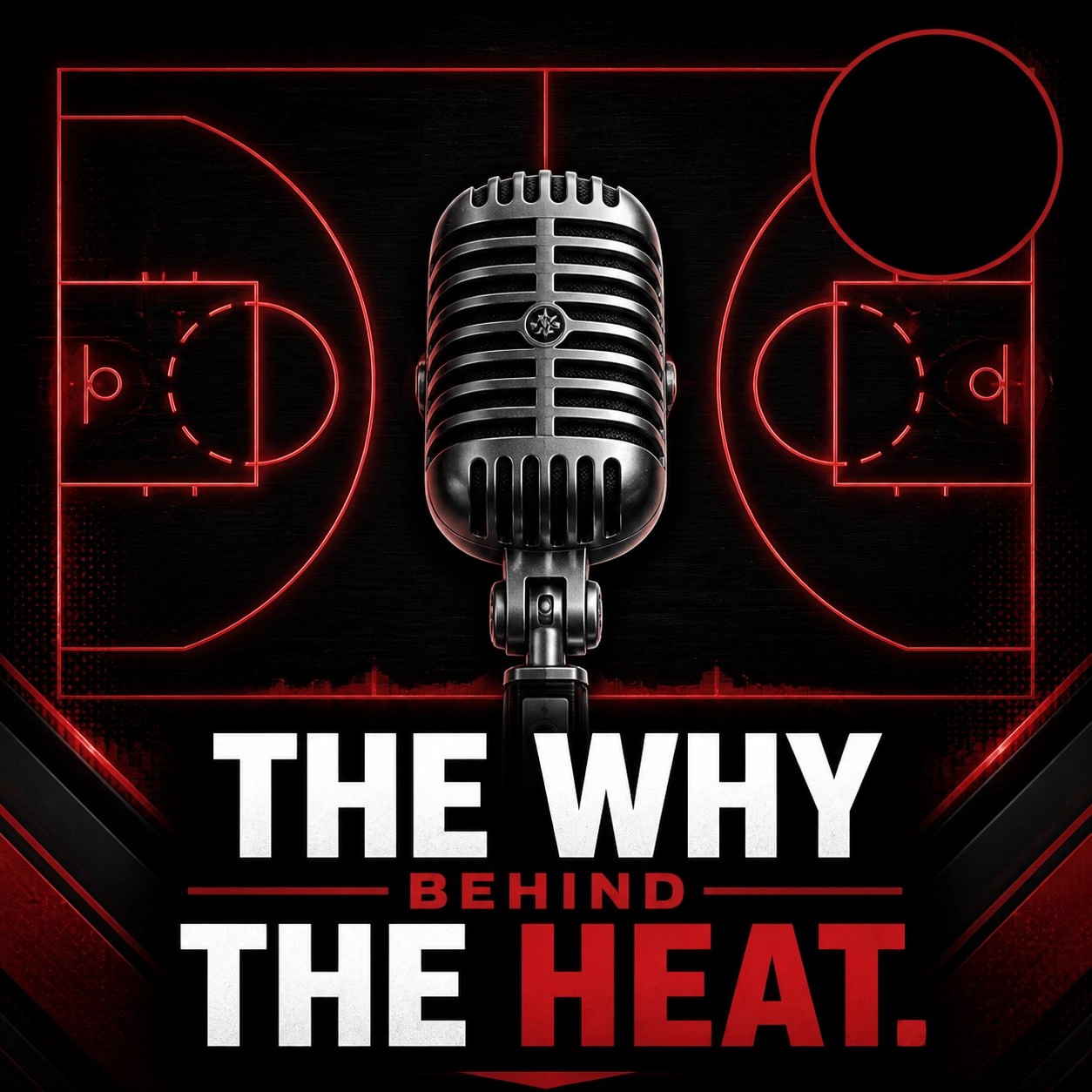 Broadcasting microphone over a red court diagram representing the PolitiKan sports and culture report.