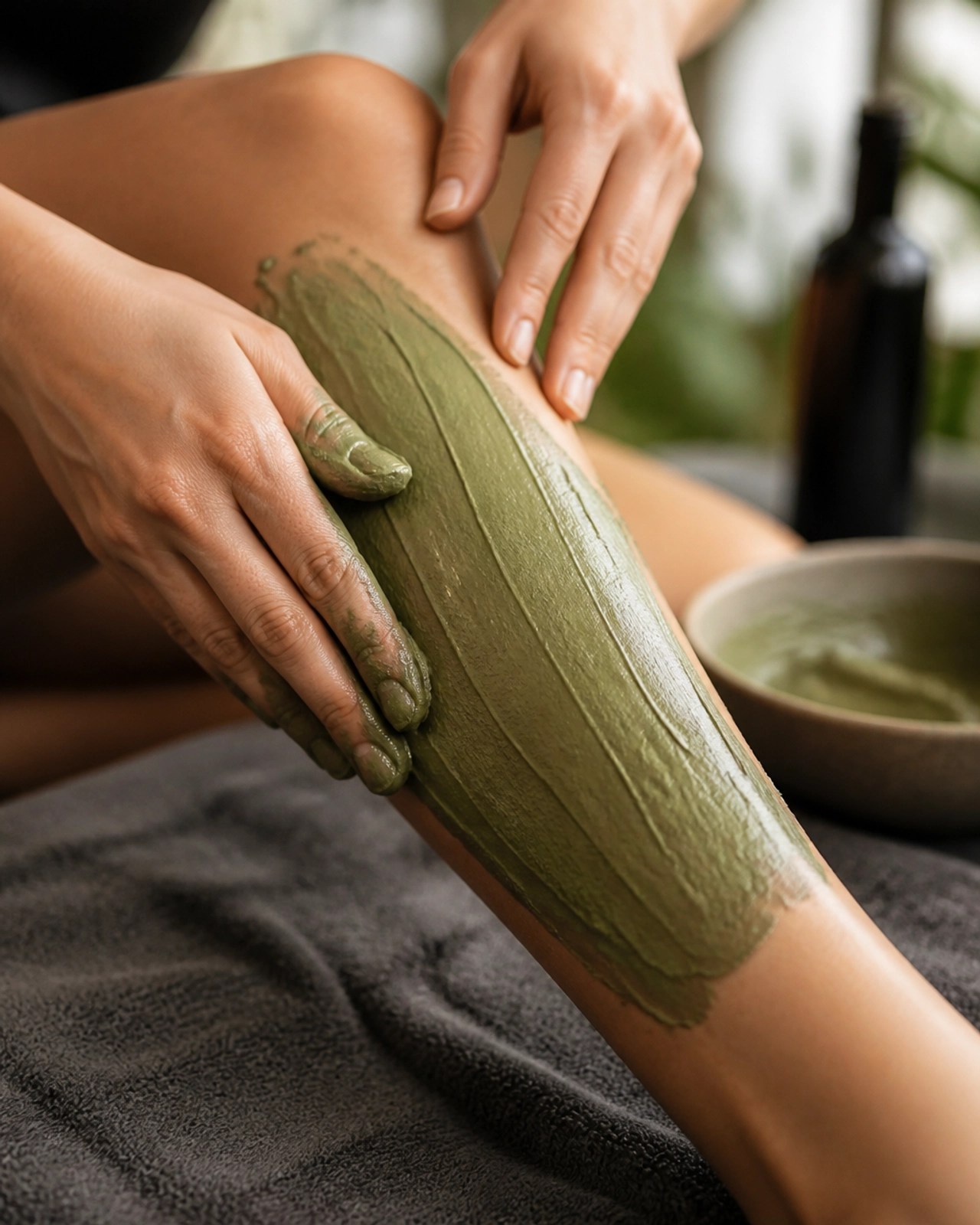 Applying clay to skin