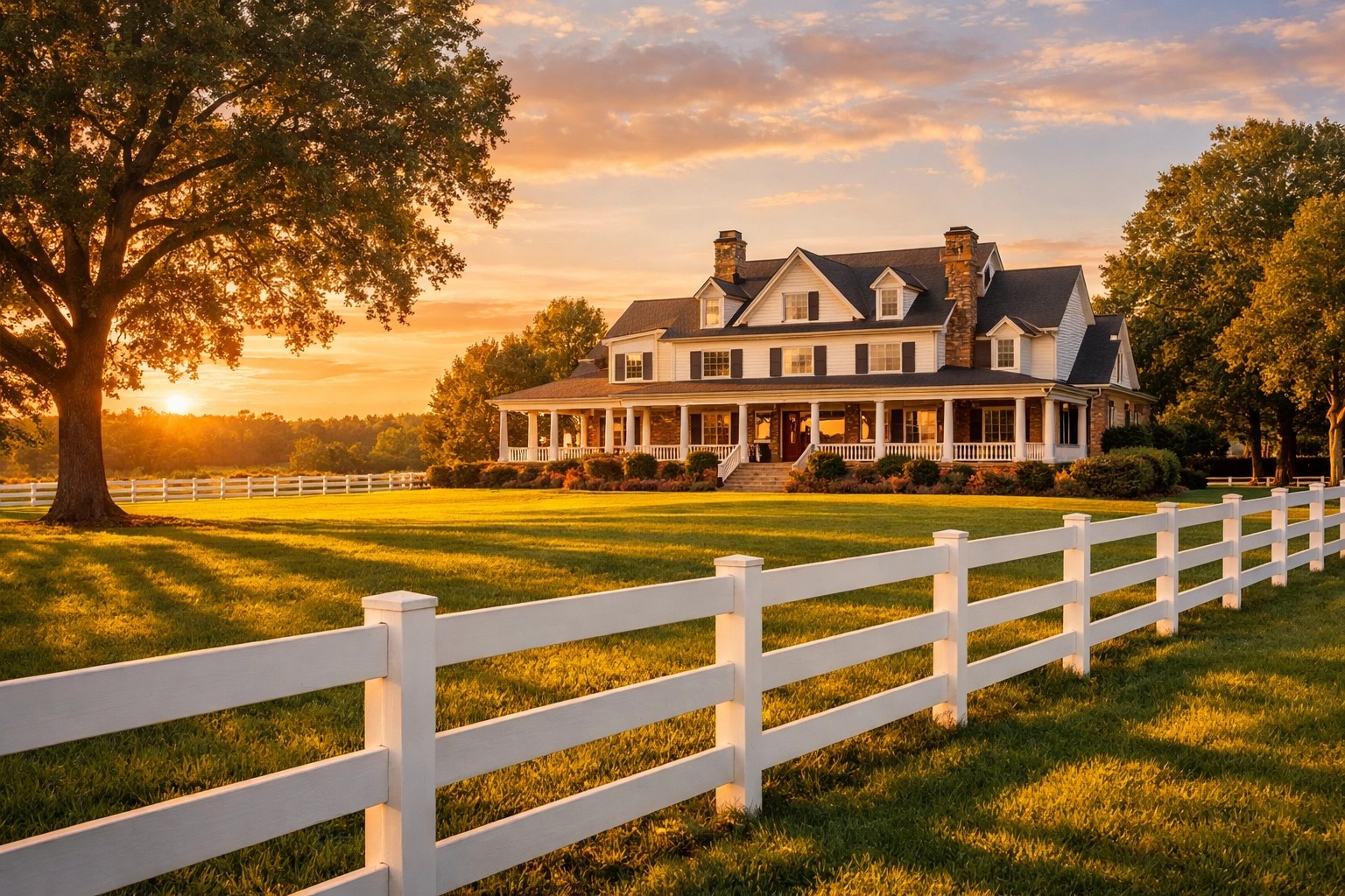 Luxury Milton GA estate with white fences representing mortgage protection through life insurance.