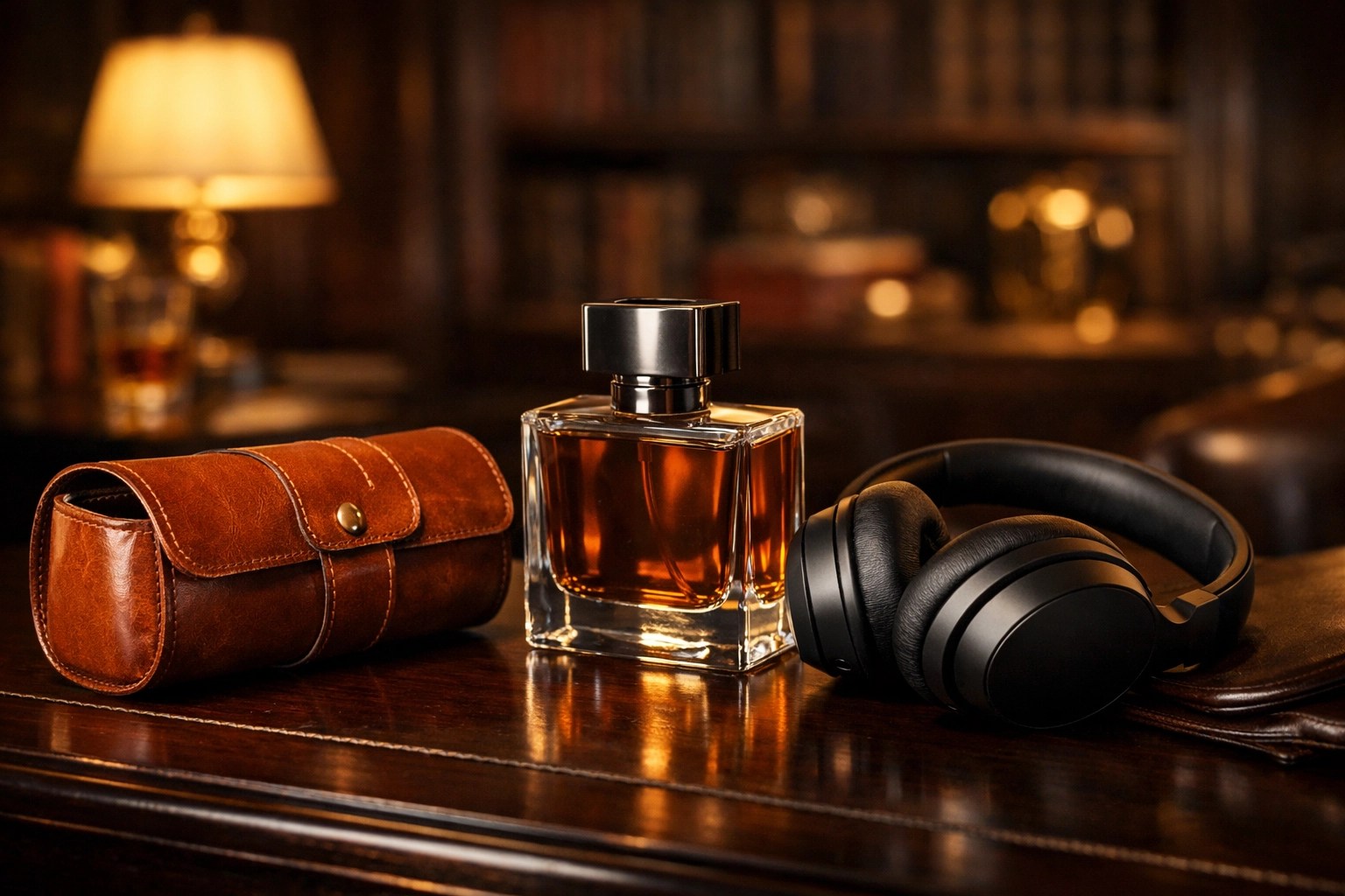 Masculine luxury travel accessories in an NYC hotel suite representing appreciation and refined taste.