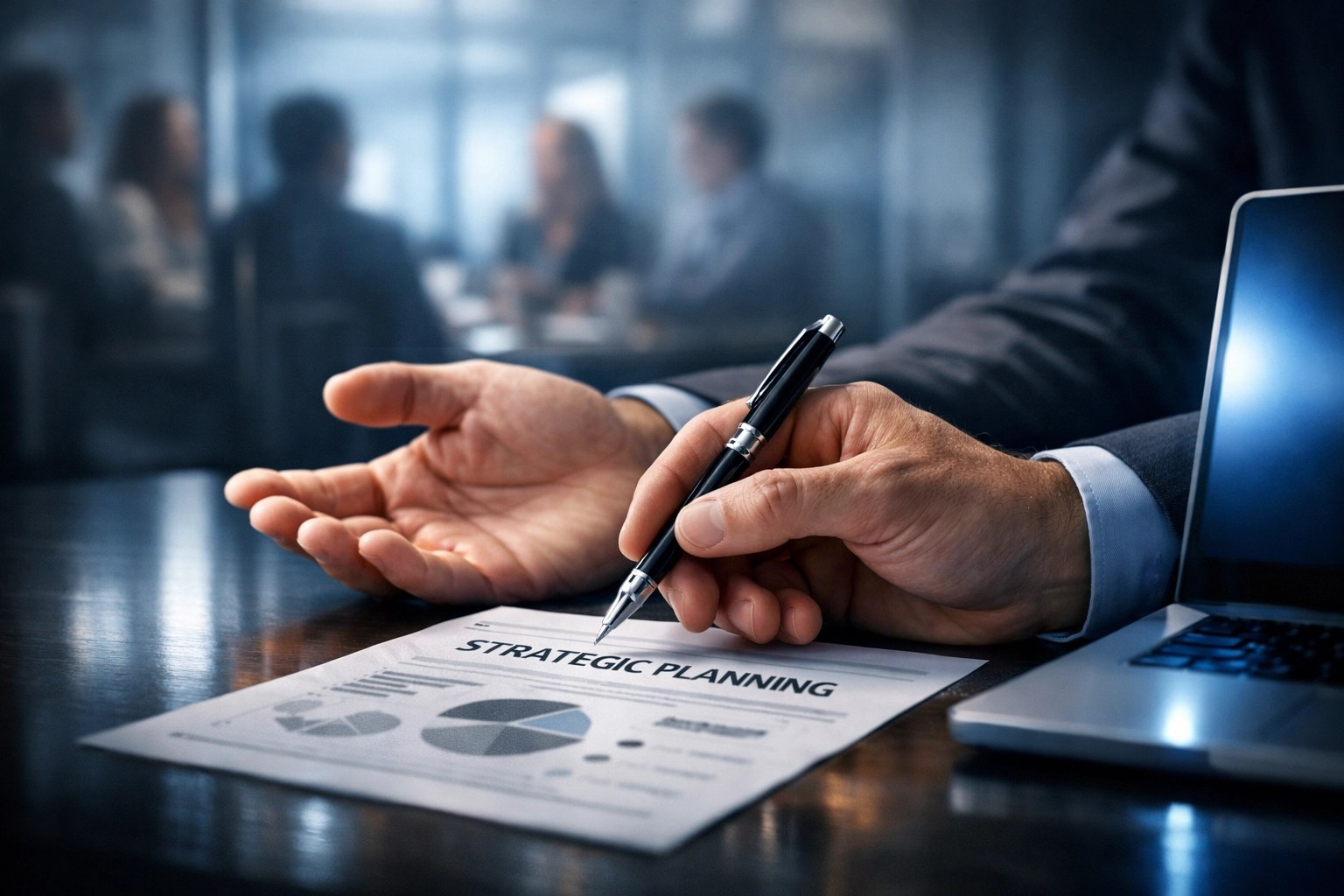 Business leader contemplating strategic planning decisions after contract vehicle reset