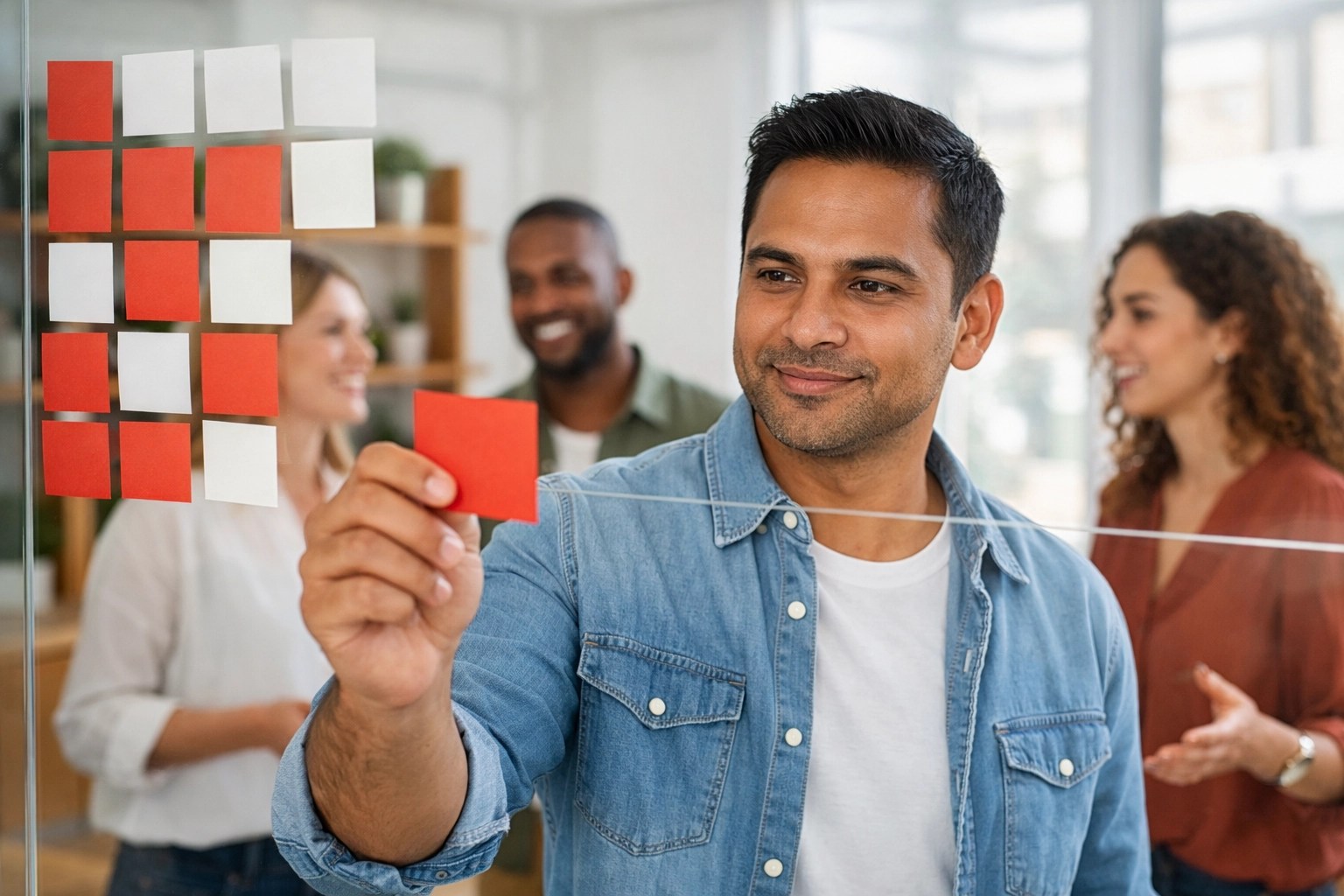 A modern office team using the triage framework and DiSC principles to organize tasks and improve performance.