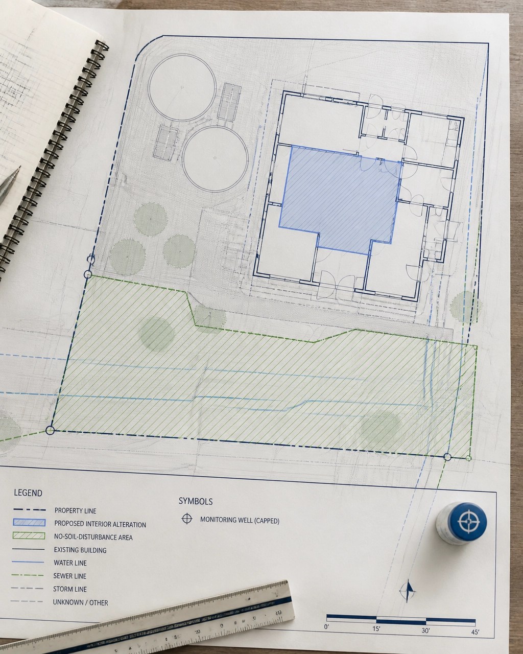 NYC minor alteration plan showing limited work area and no soil disturbance