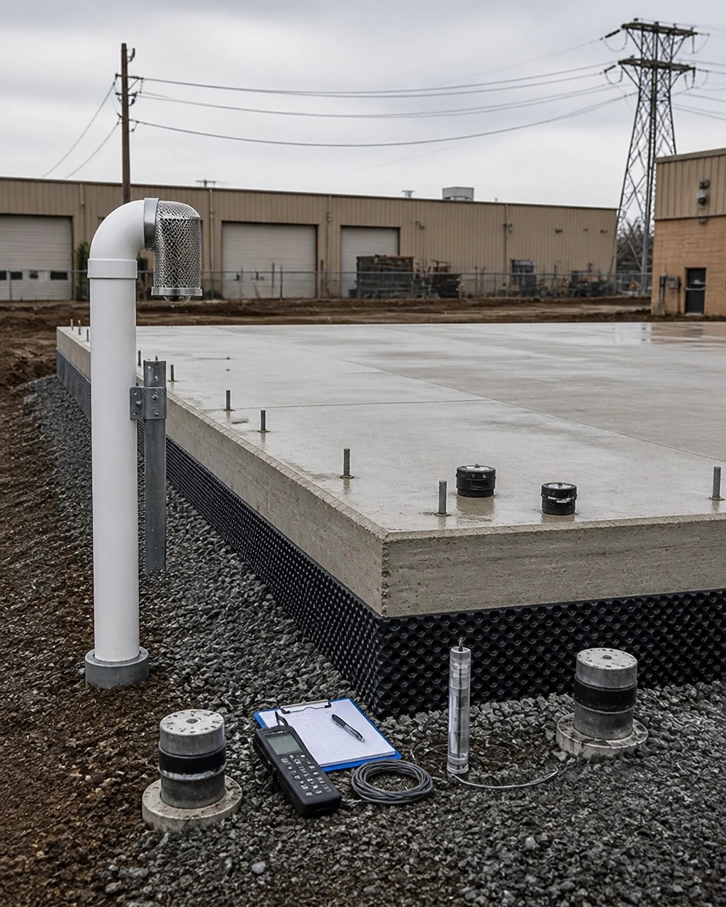 Northern New Jersey redevelopment site with vapor mitigation and monitoring equipment