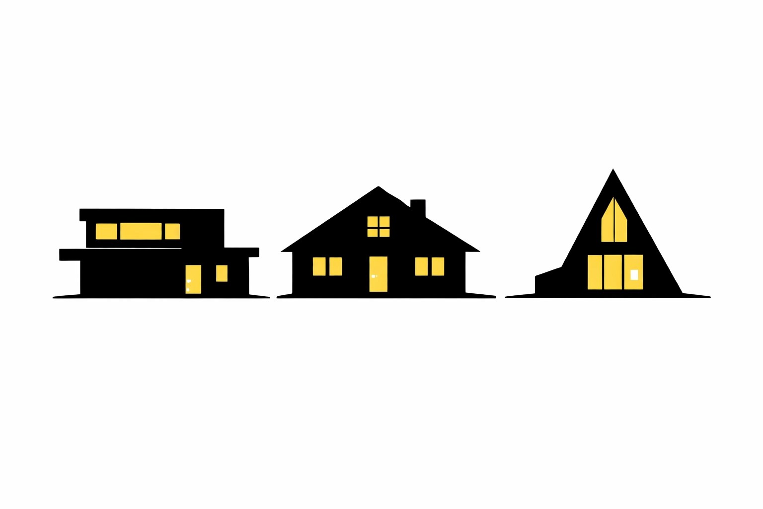 Various custom home silhouettes showcasing modern architectural designs and real estate investment options.