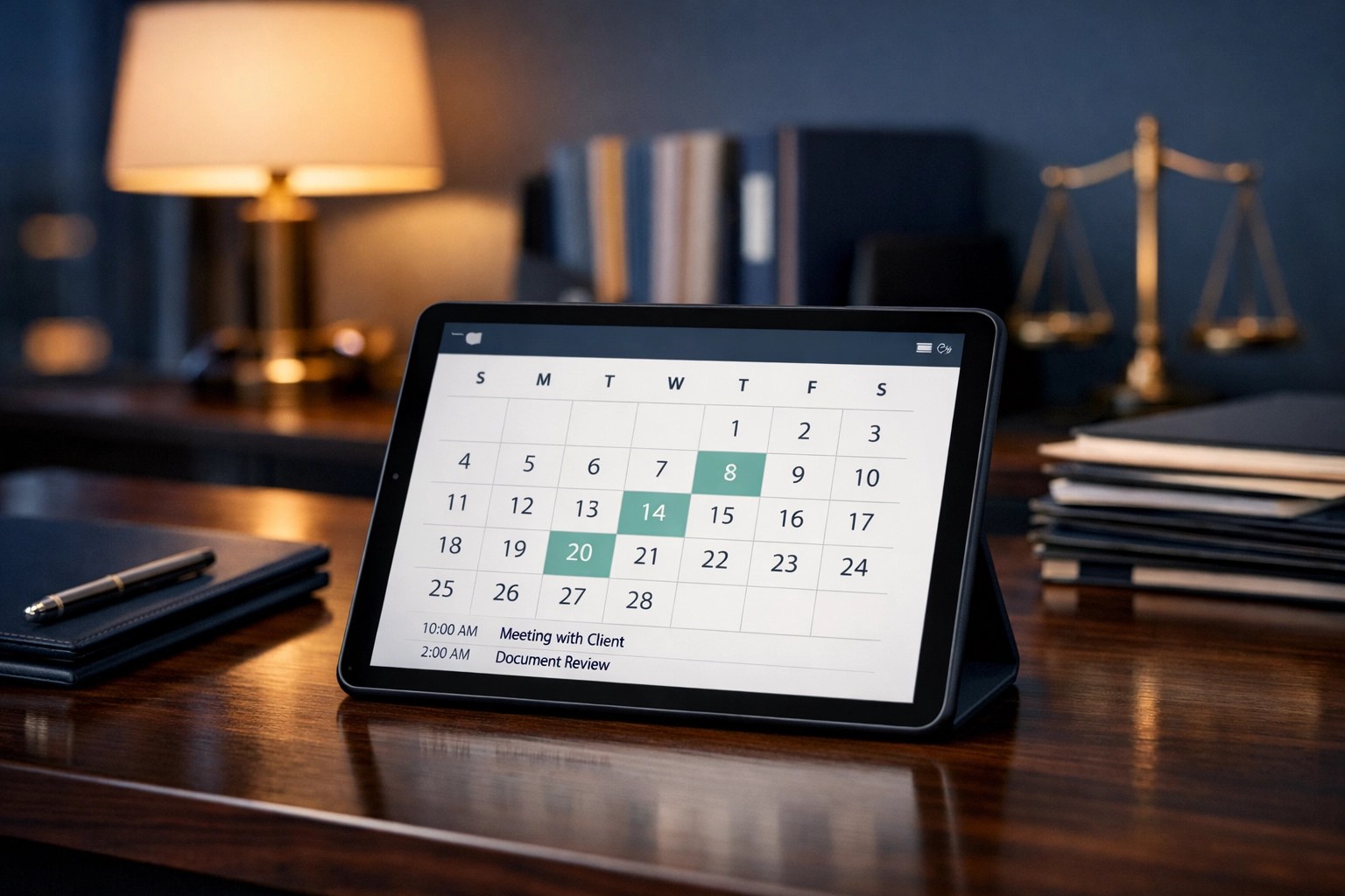 Digital calendar on a tablet showing New Mexico campaign reporting deadlines for candidates and PACs.