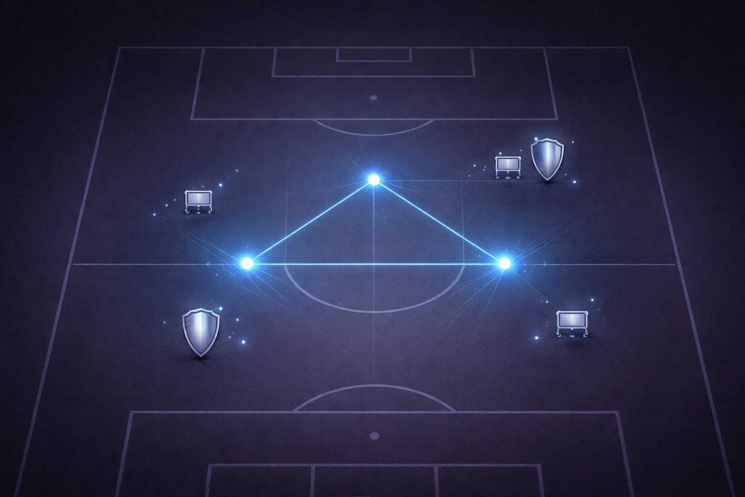 Overhead tactical formation highlighting defensive midfielders, emphasizing their impact in FPL team strategies.