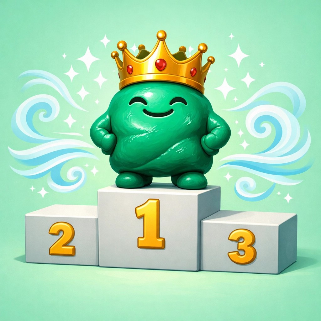 A victorious piece of French Green Clay with a crown, the ultimate choice for moisture control in deodorant.