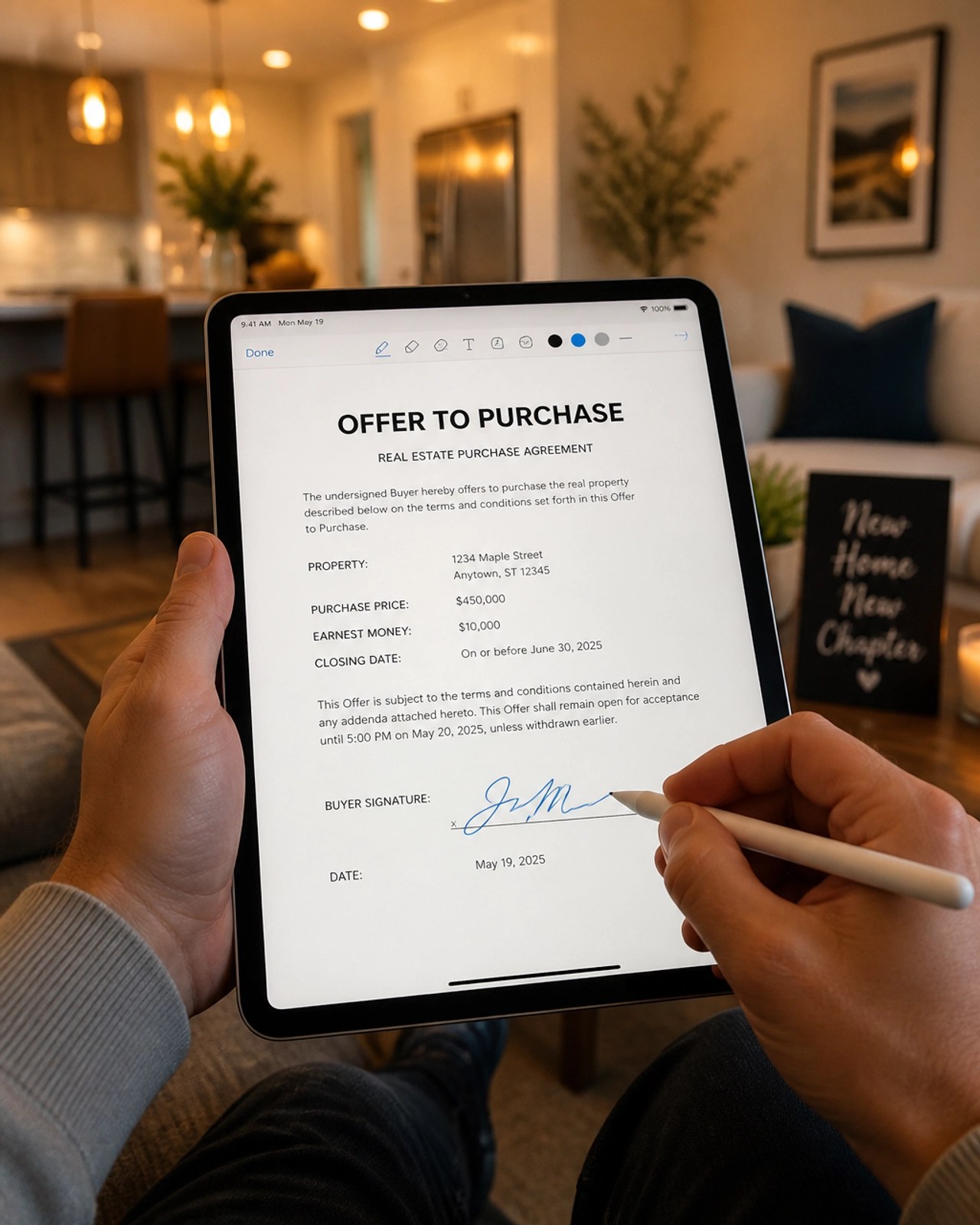 Digital signing of a real estate contract