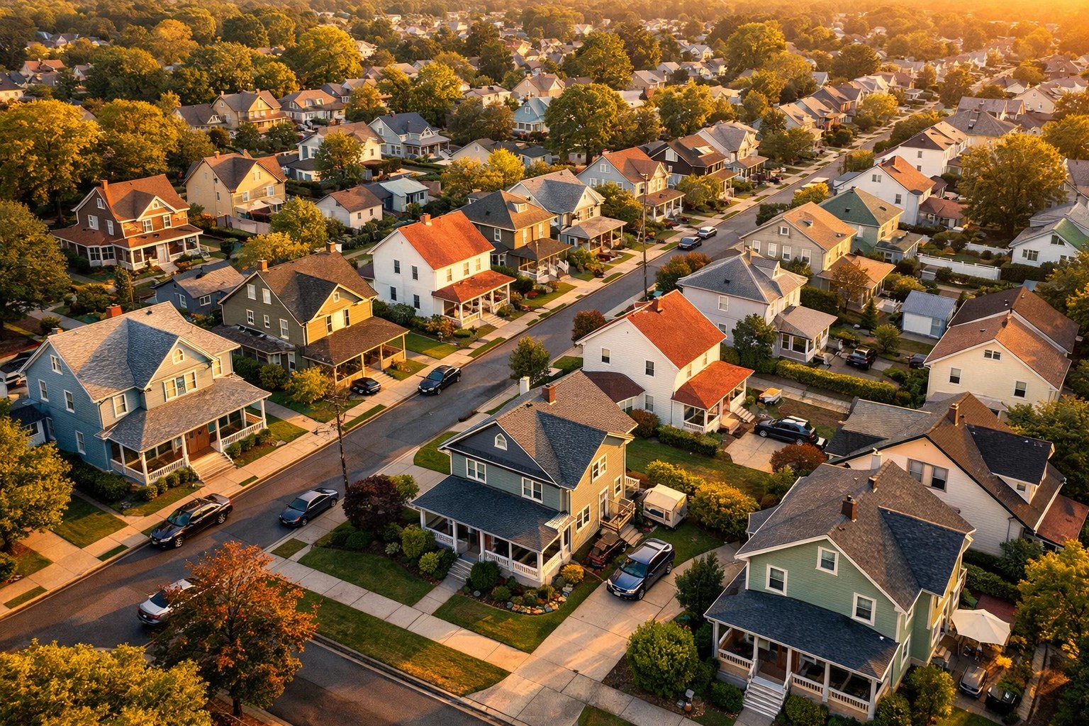 Residential neighborhood in Hamilton New Jersey showing homes with varying property tax values