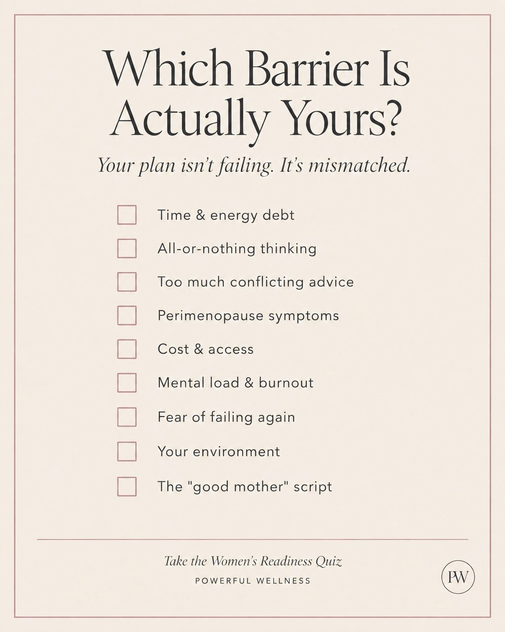 Which Barrier Is Actually Yours? Nine-barrier checklist from Powerful Wellness