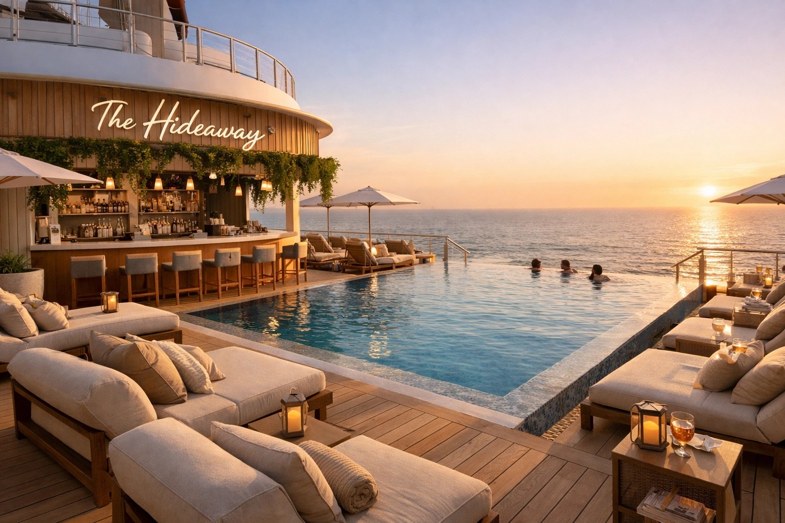 The Hideaway adults-only infinity pool on Hero of the Seas, a Caribbean all-inclusive experience.