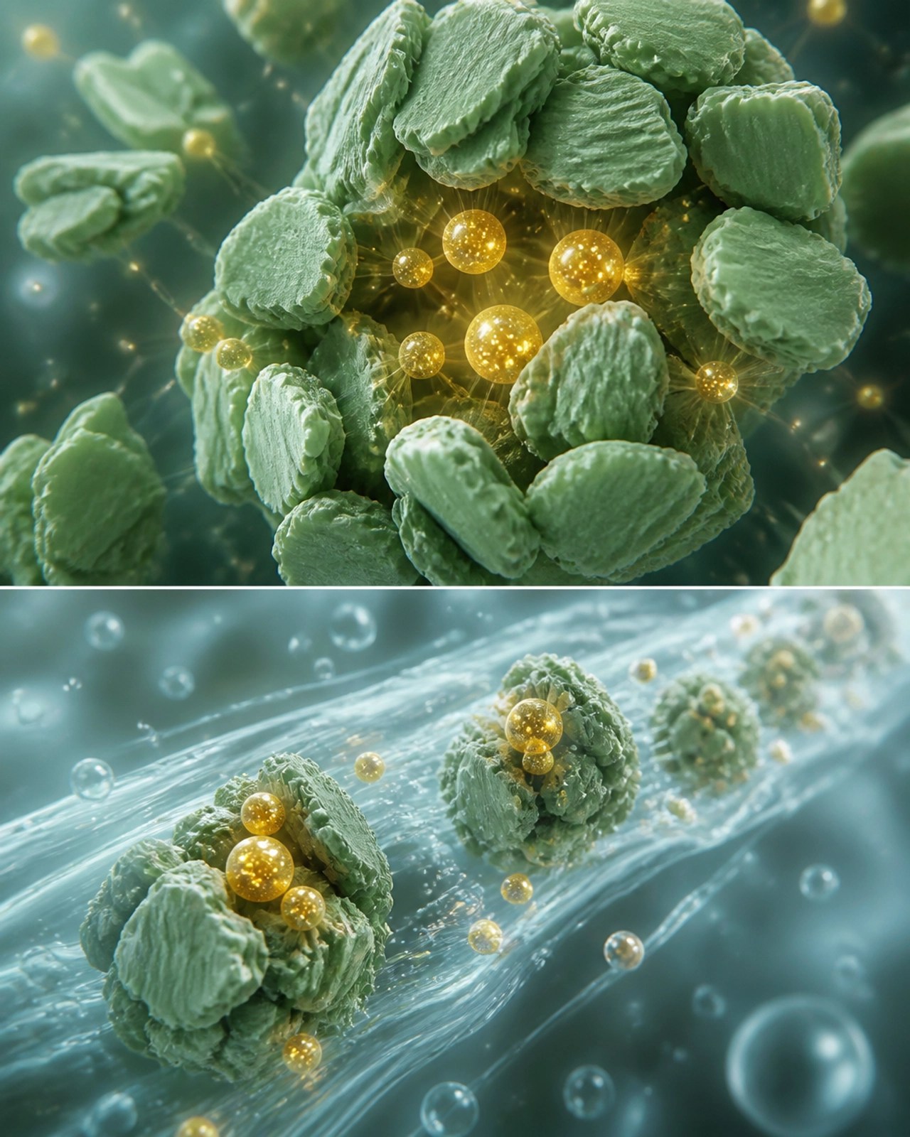 A visualization of clay particles trapping toxins