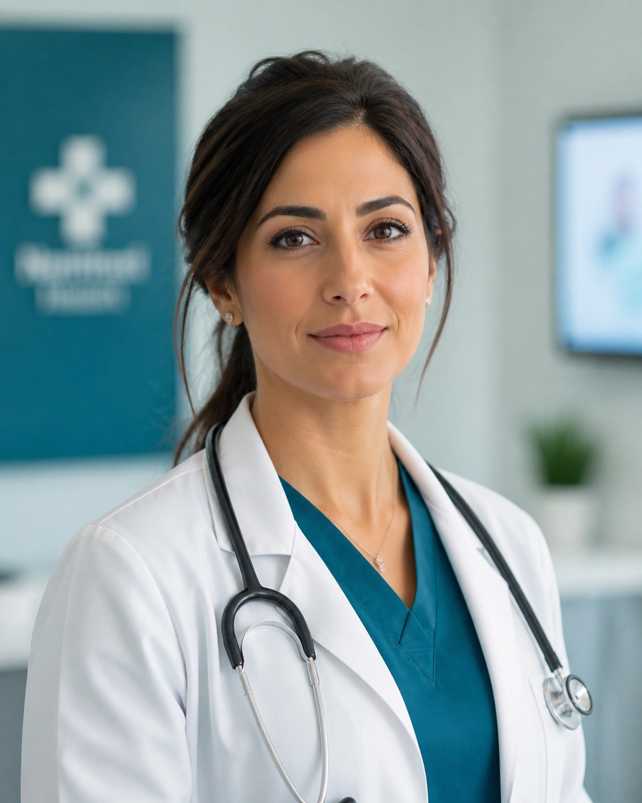 A professional healthcare specialist in a focused pose, representing clinical precision