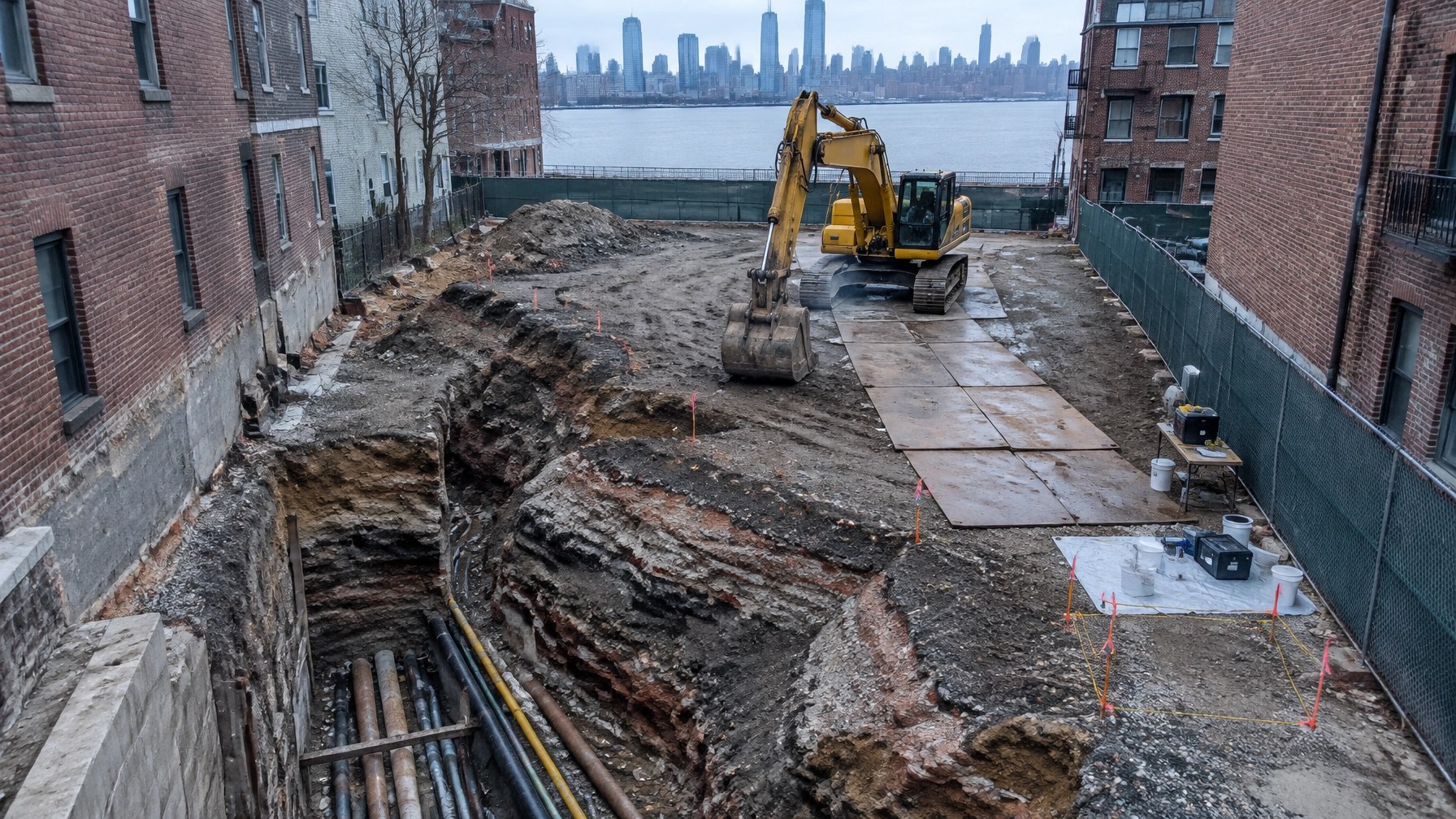 Constrained urban New Jersey redevelopment site with exposed historic fill and utility conflicts