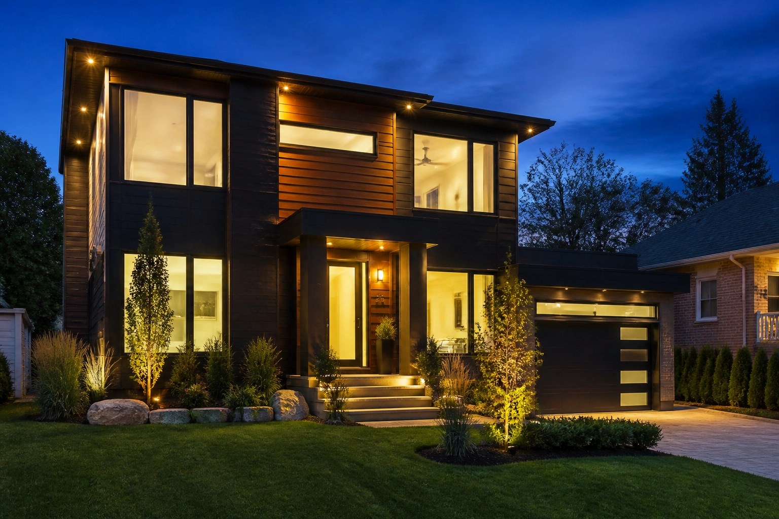 Maison moderne rénovée à Trois-Rivières illustrant le savoir-faire de Construction Cluff.