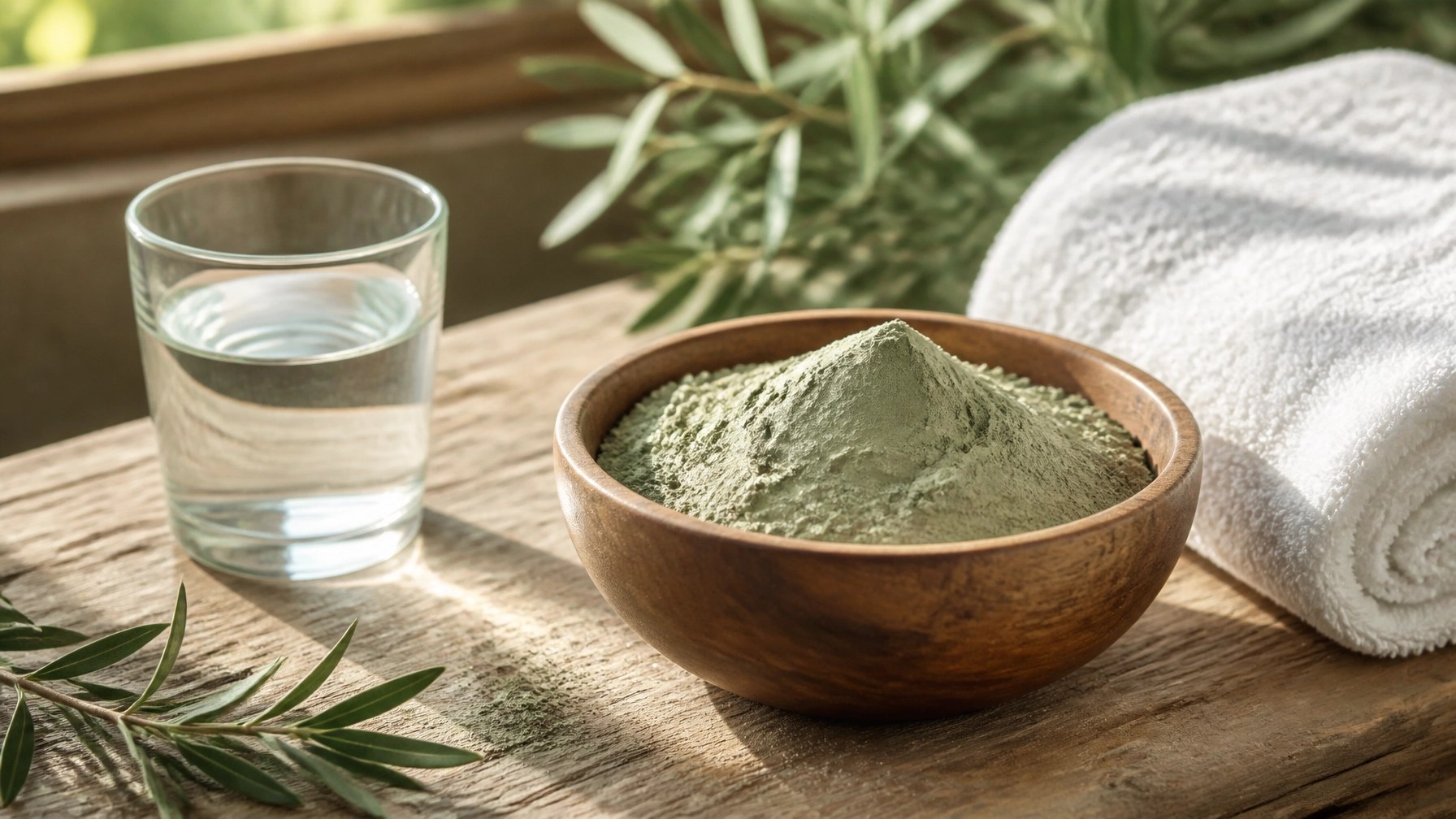 Healthy lifestyle with green clay