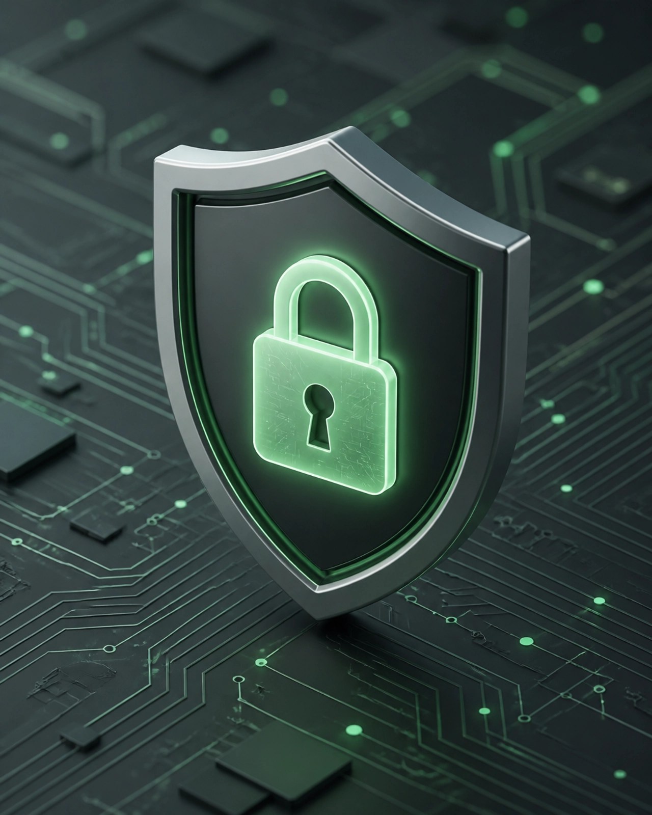 Cybersecurity shield 3D illustration