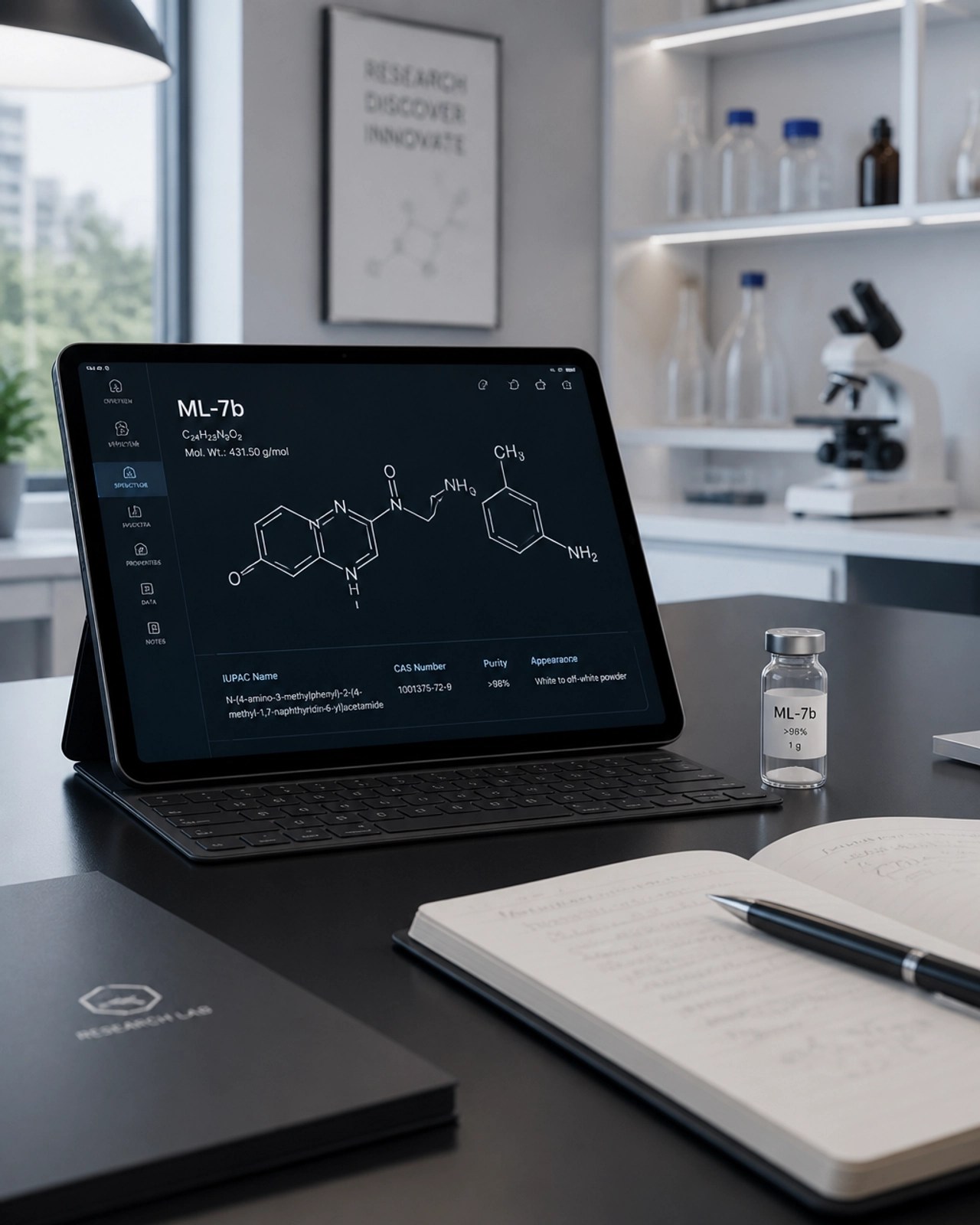 Modern research laboratory desk