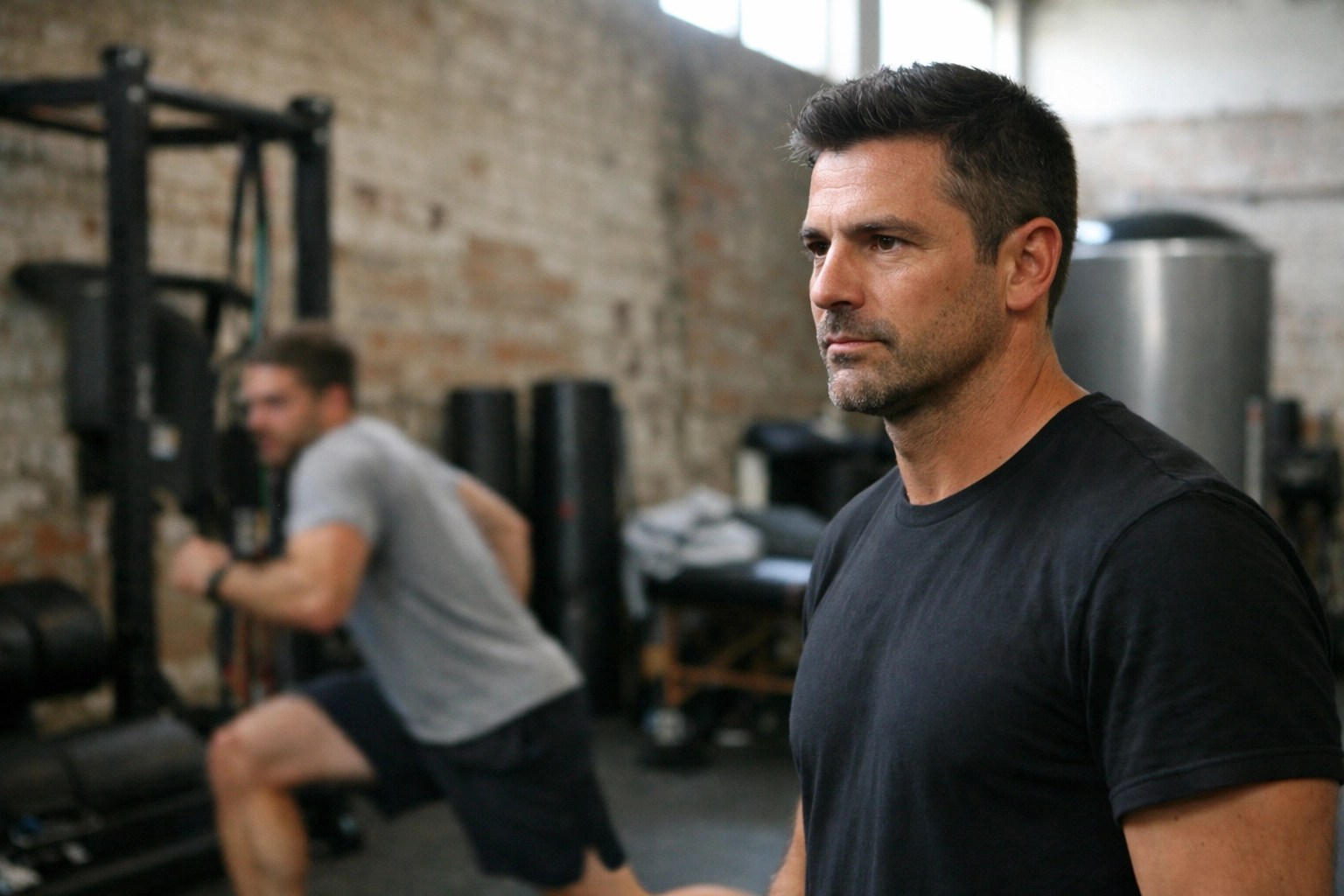 Consultant Tibs Parise observing training to provide expert advice on natural sports recovery and inflammation relief.