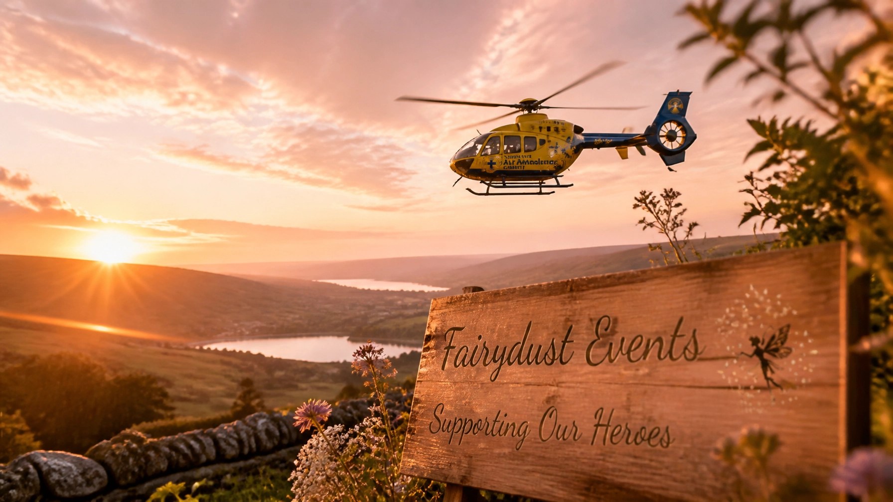 An elegant depiction of the North West Air Ambulance mission, representing the community spirit and lifesaving cause supported by the event.