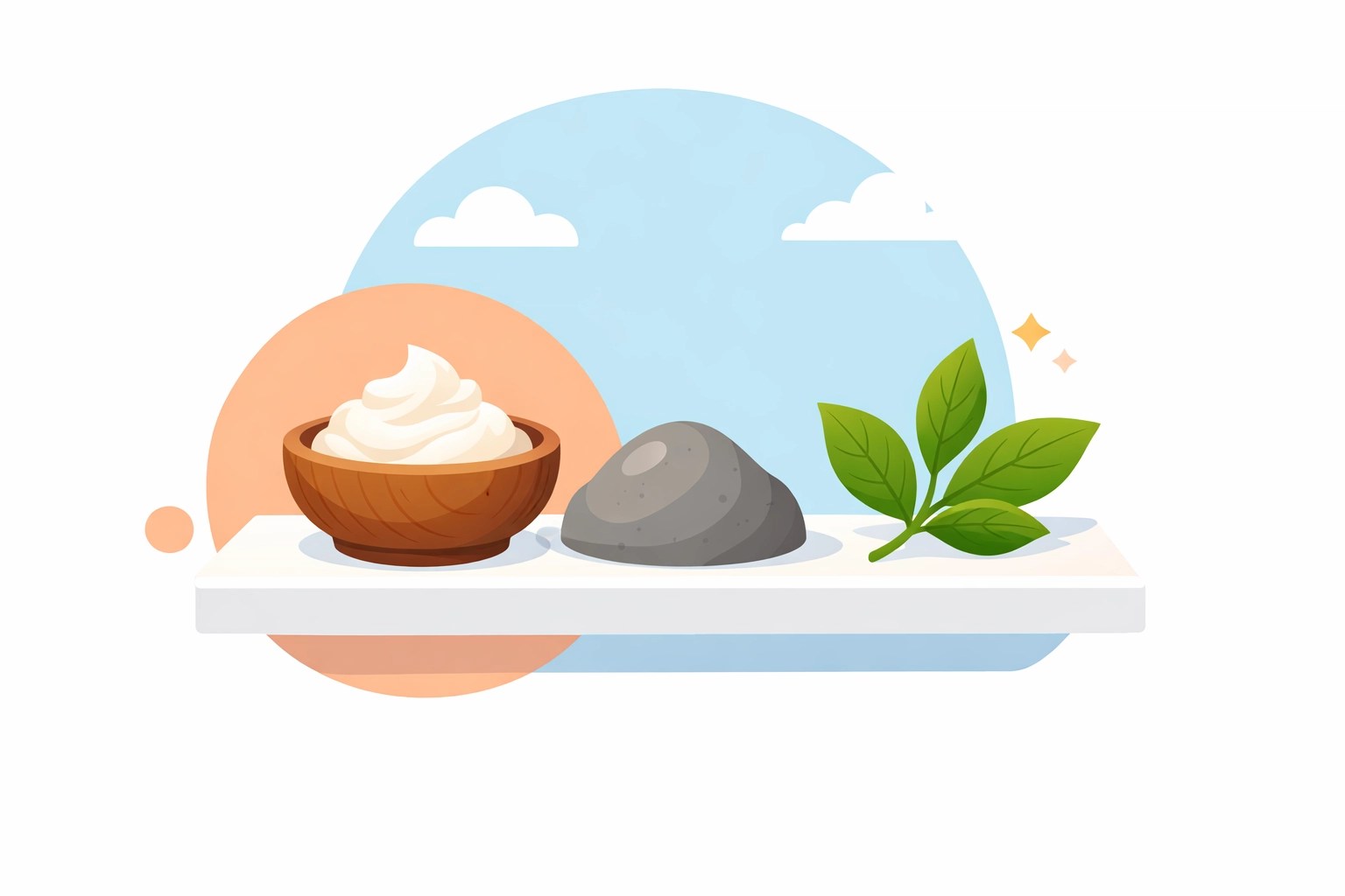 Natural ingredients like shea butter and clay used in a plant based deodorant formula.