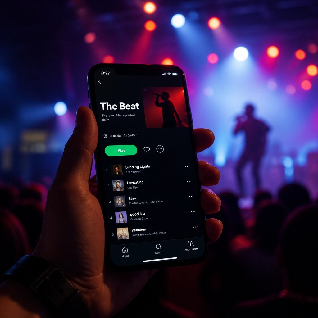 A hand holding a smartphone showing the new Power JDM The Beat app interface