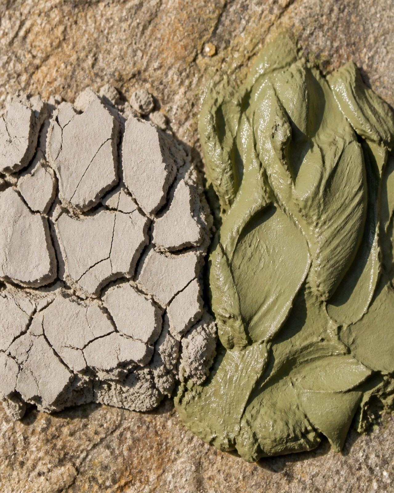 Difference between cracked bentonite and smooth illite clay