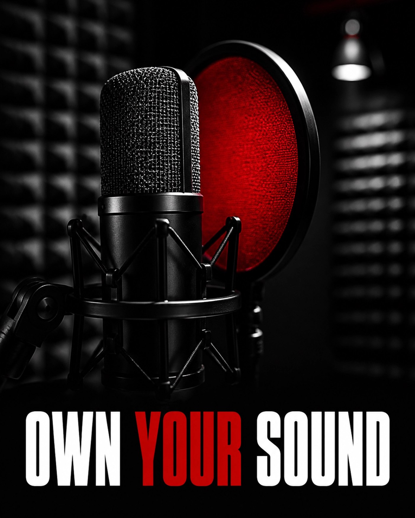 Studio microphone with a red pop filter representing West Coast Hip Hop and music culture.
