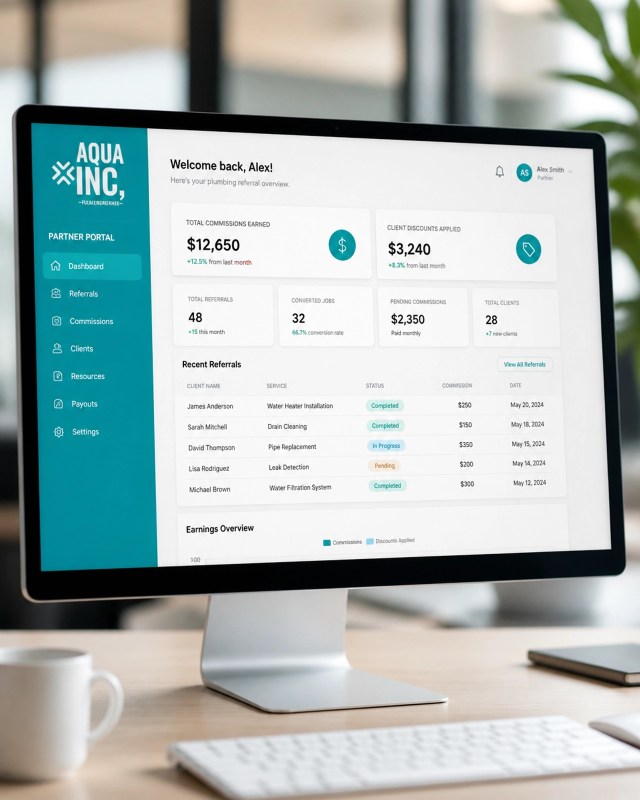 Digital dashboard showing partner metrics