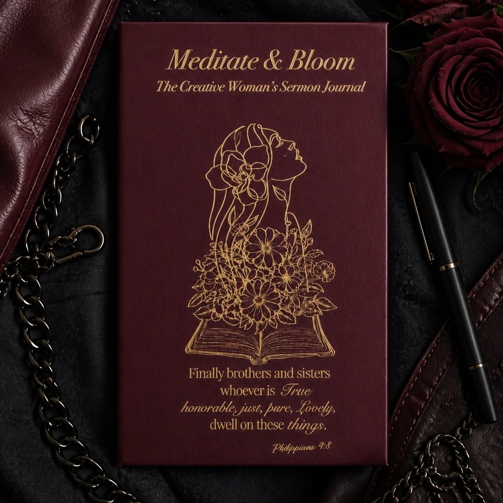 Meditation and Bloom pink sermon coloring notebook for Bible study and sermon notes