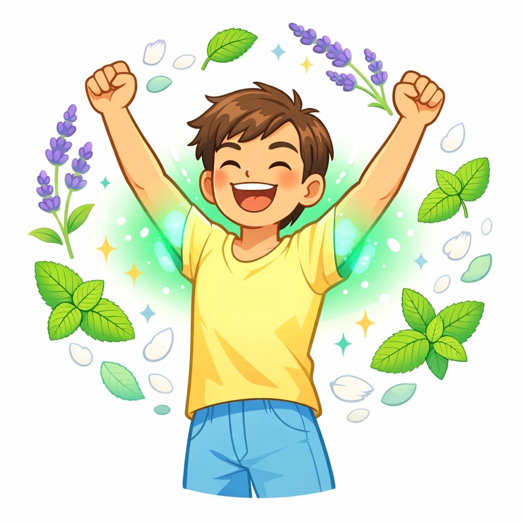 Confident person with arms raised enjoying long-lasting freshness from a plant based natural deodorant that works.
