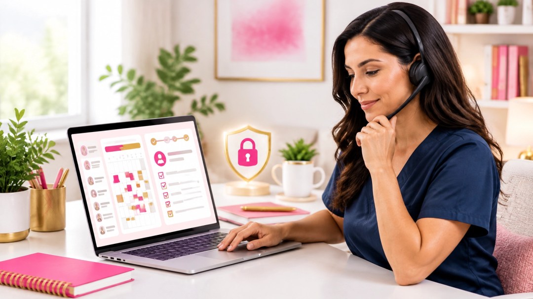 HIPAA-conscious virtual assistant securely managing therapy practice scheduling and intake workflows