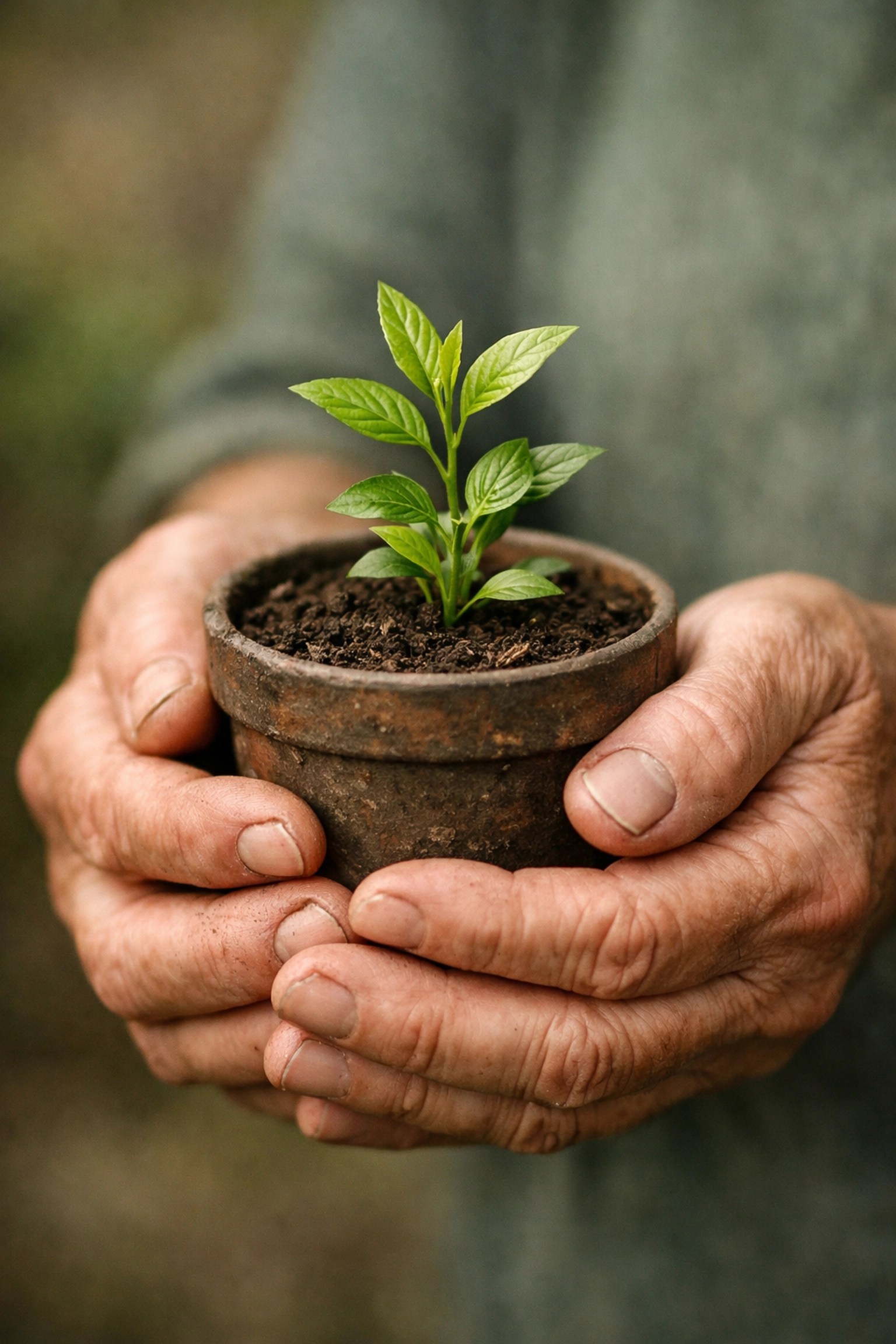 Hands nurturing plant growth symbolizing patient retirement portfolio recovery